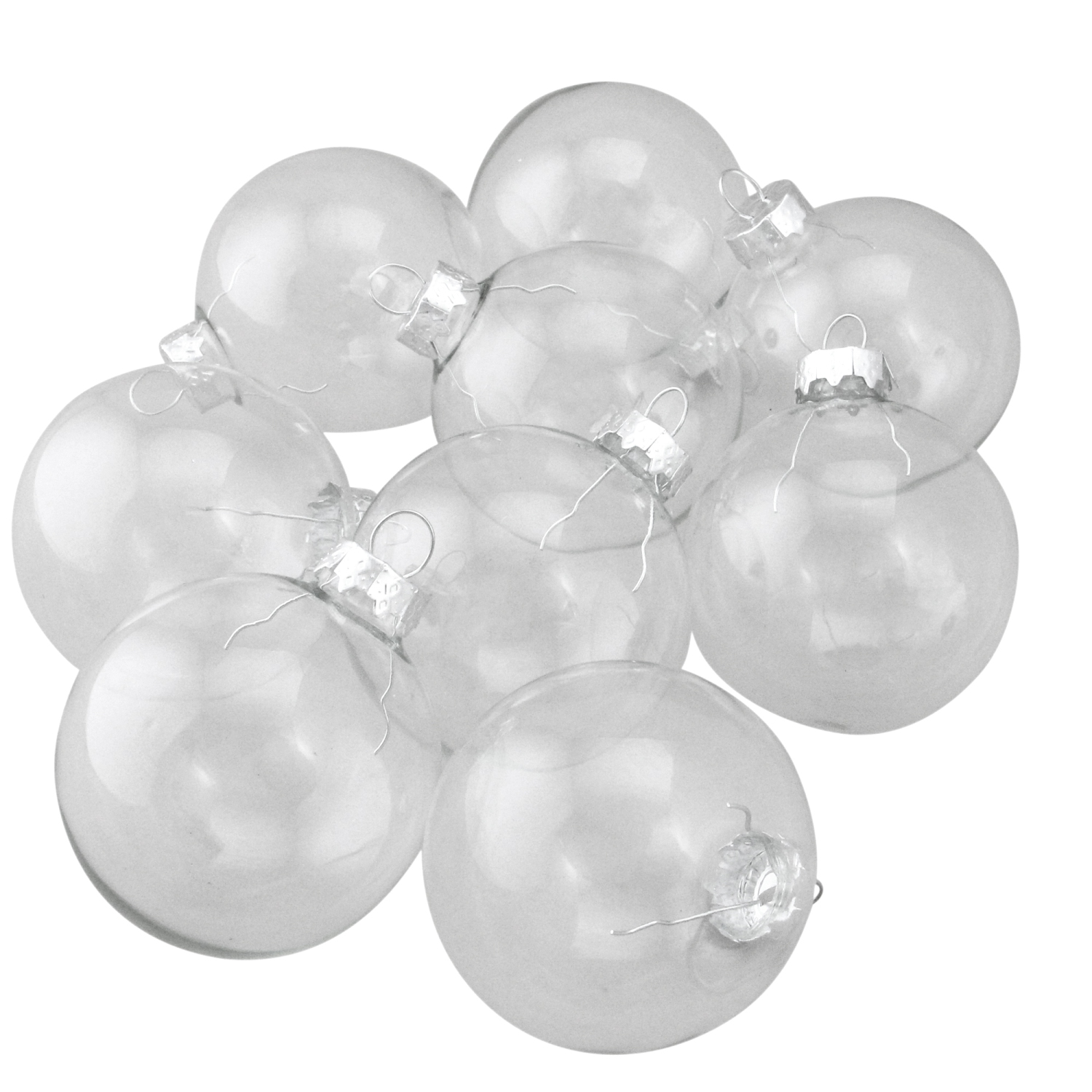 9ct Shiny Clear Glass Christmas Ball Ornaments 2.5"