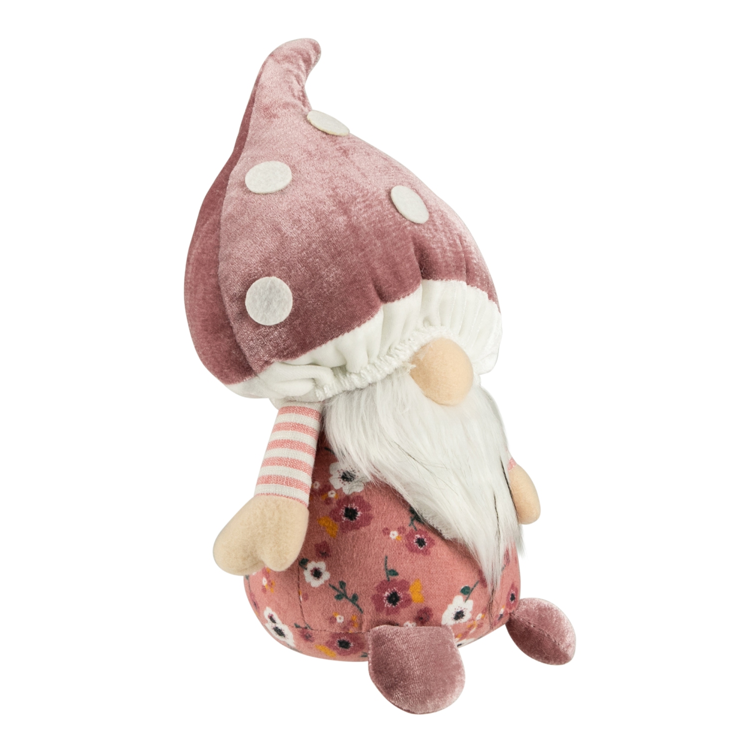 10.5" Pink Springtime Floral Mushroom Gnome