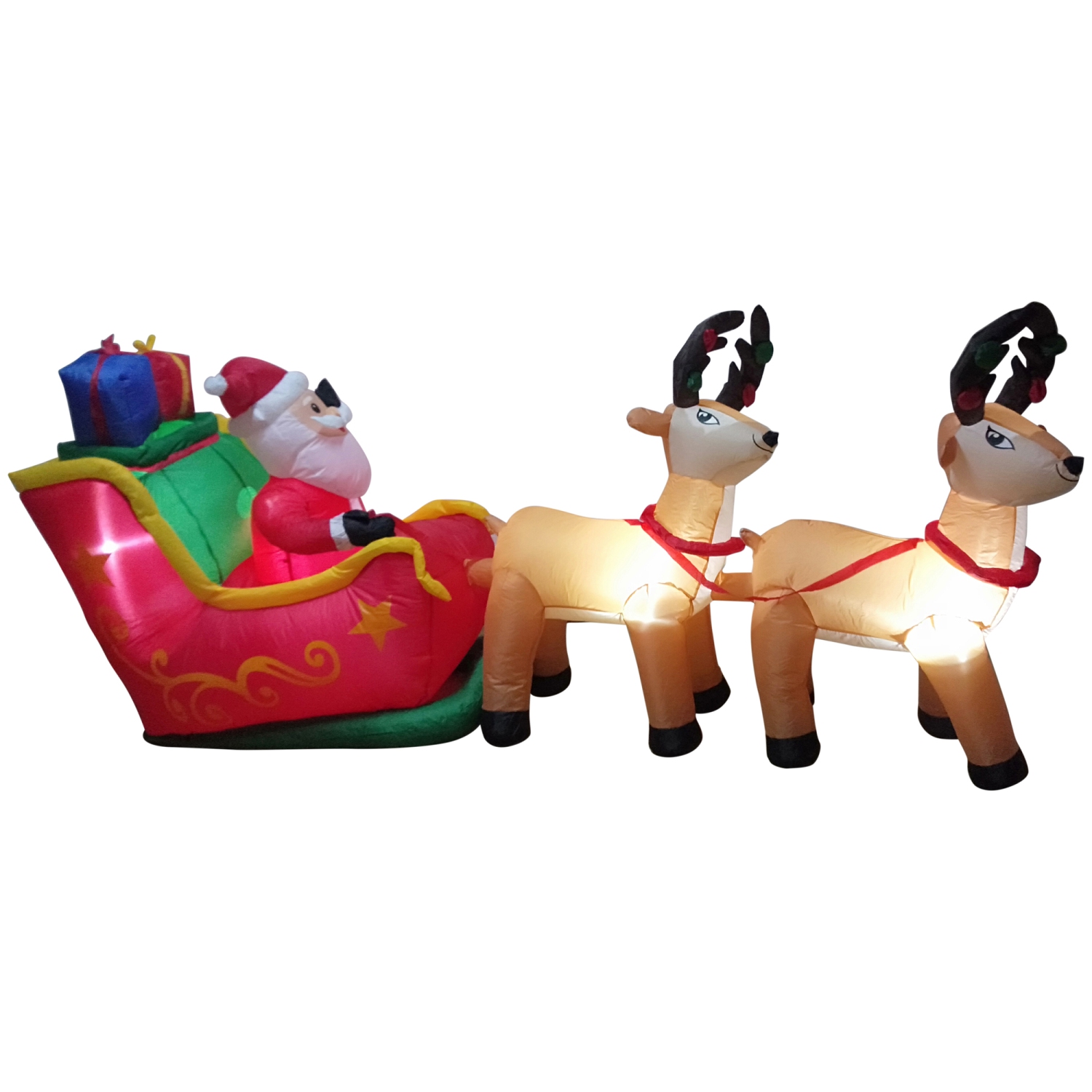 8' Inflatable Santa's Sleigh and Reindeer Outdoor Christmas Decoration