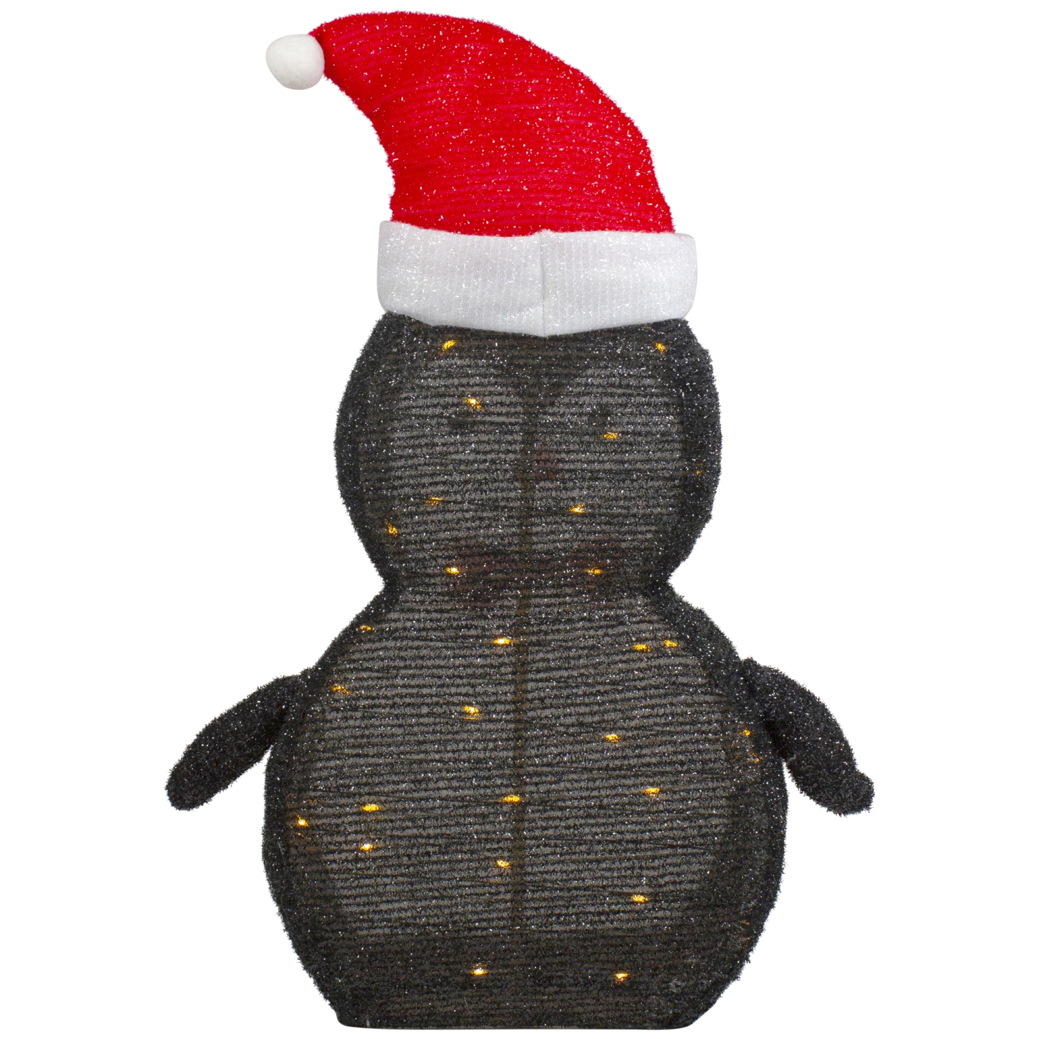 Décoration de Noël d'extérieur, pingouin scintillant lumineux à DEL de 28 po, chapeau de père Noël