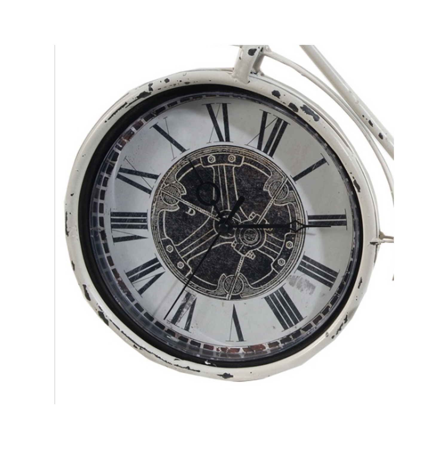 19.25" Ivory and Black Rustic Bicycle Sculpture Roman Numeral Desk Clock