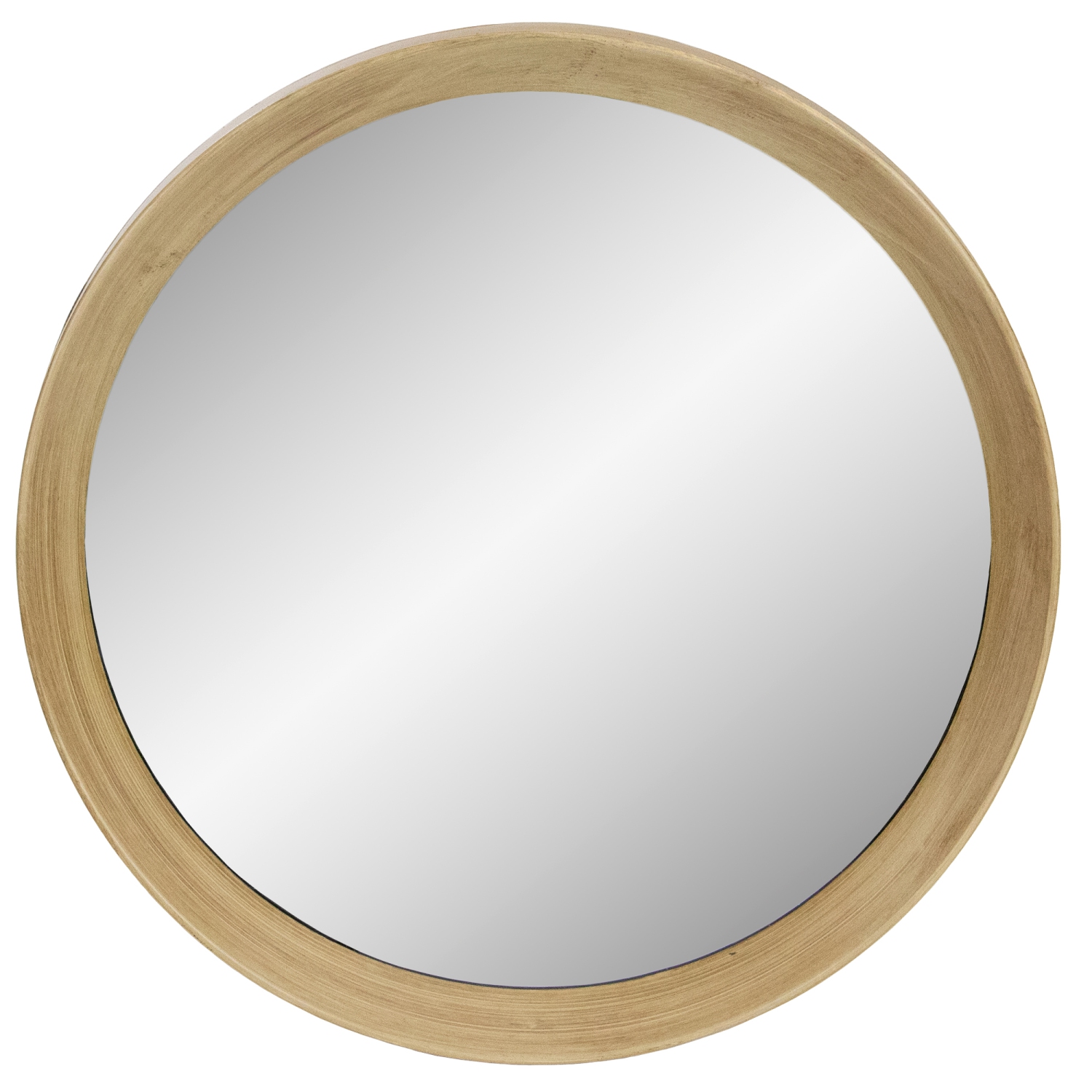 13" Gold Round Modern Wall Mirror with Woodgrain Finish