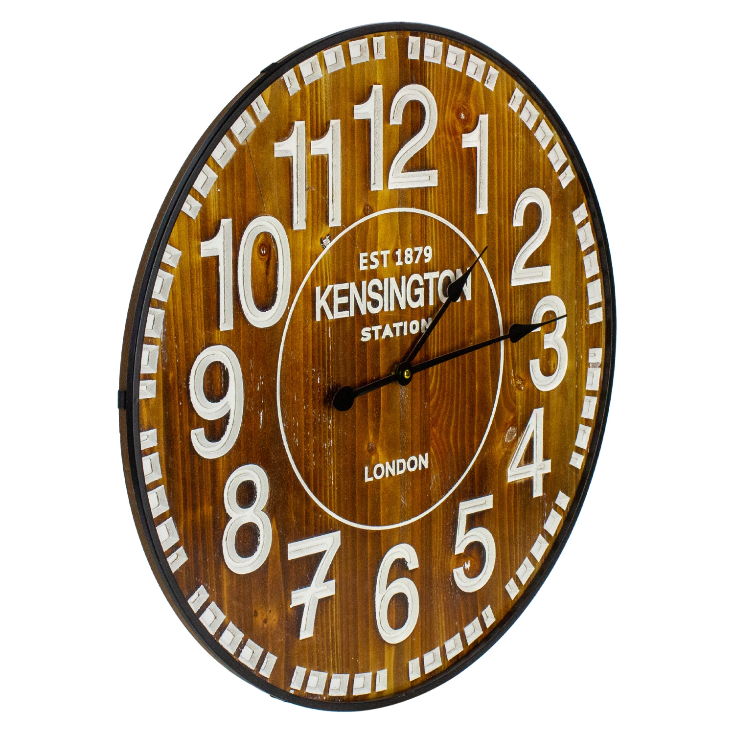 24" Rustic Industrial Farmhouse Style Round Wall Clock with Metal Frame