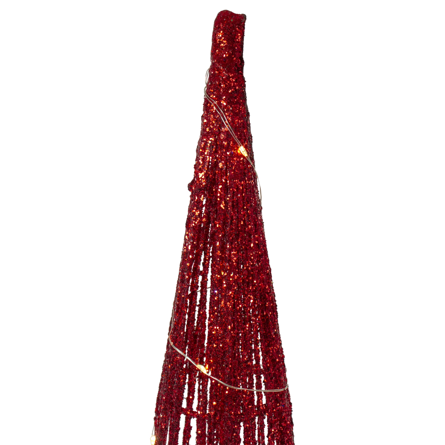 Set of 3 LED Lighted Red Glitter Cone Tree Outdoor Christmas Decorations 23.5"