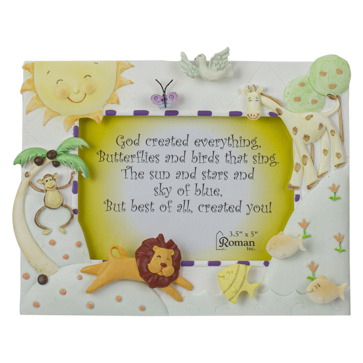 7" God Created Everything 3-D Animal Picture Frame