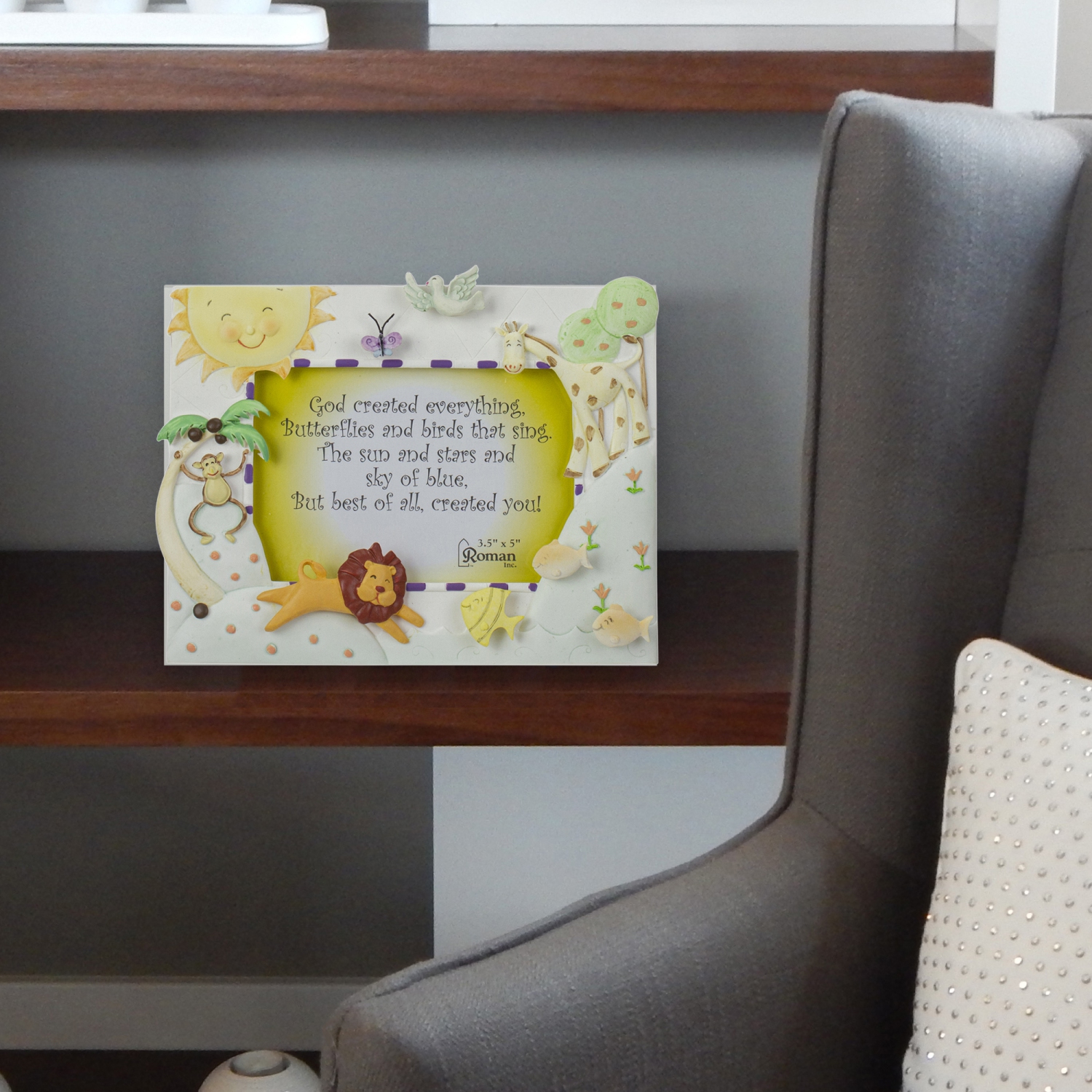 Cadre photo 3-D Animal « God Created Everything » - 7 po