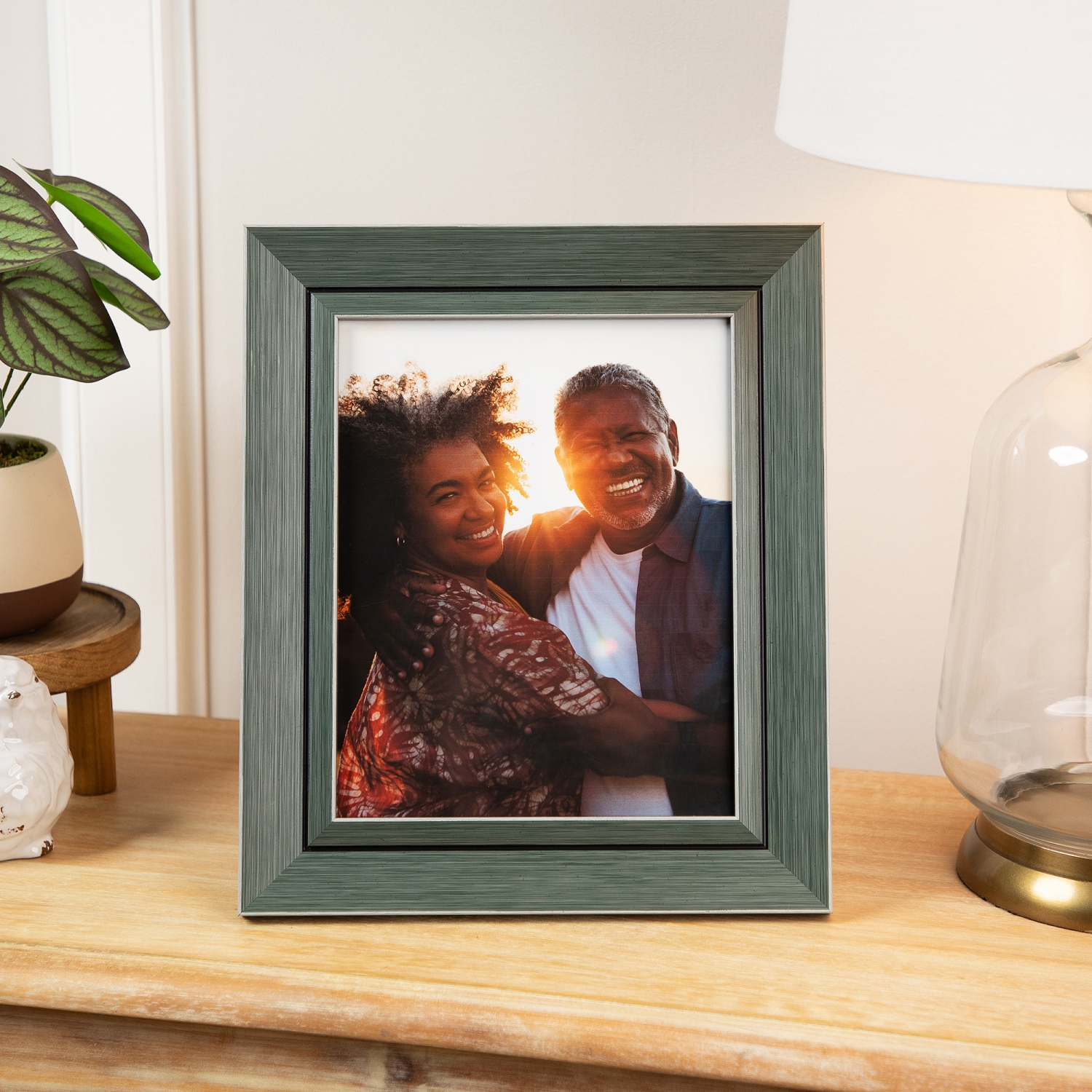 Contemporary Rectangular Picture Frame - for a 8" x 10" Photo - Gray and Black
