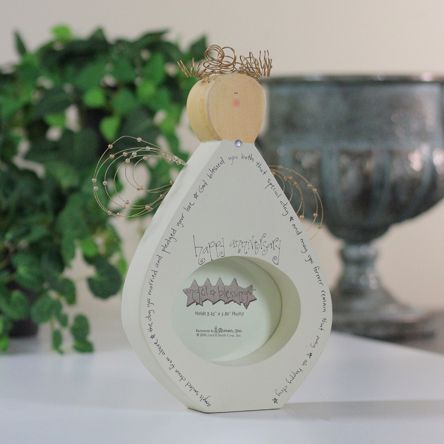 Cadre photo en bois n° 47646 « Angel Blessings Happy Anniversary »