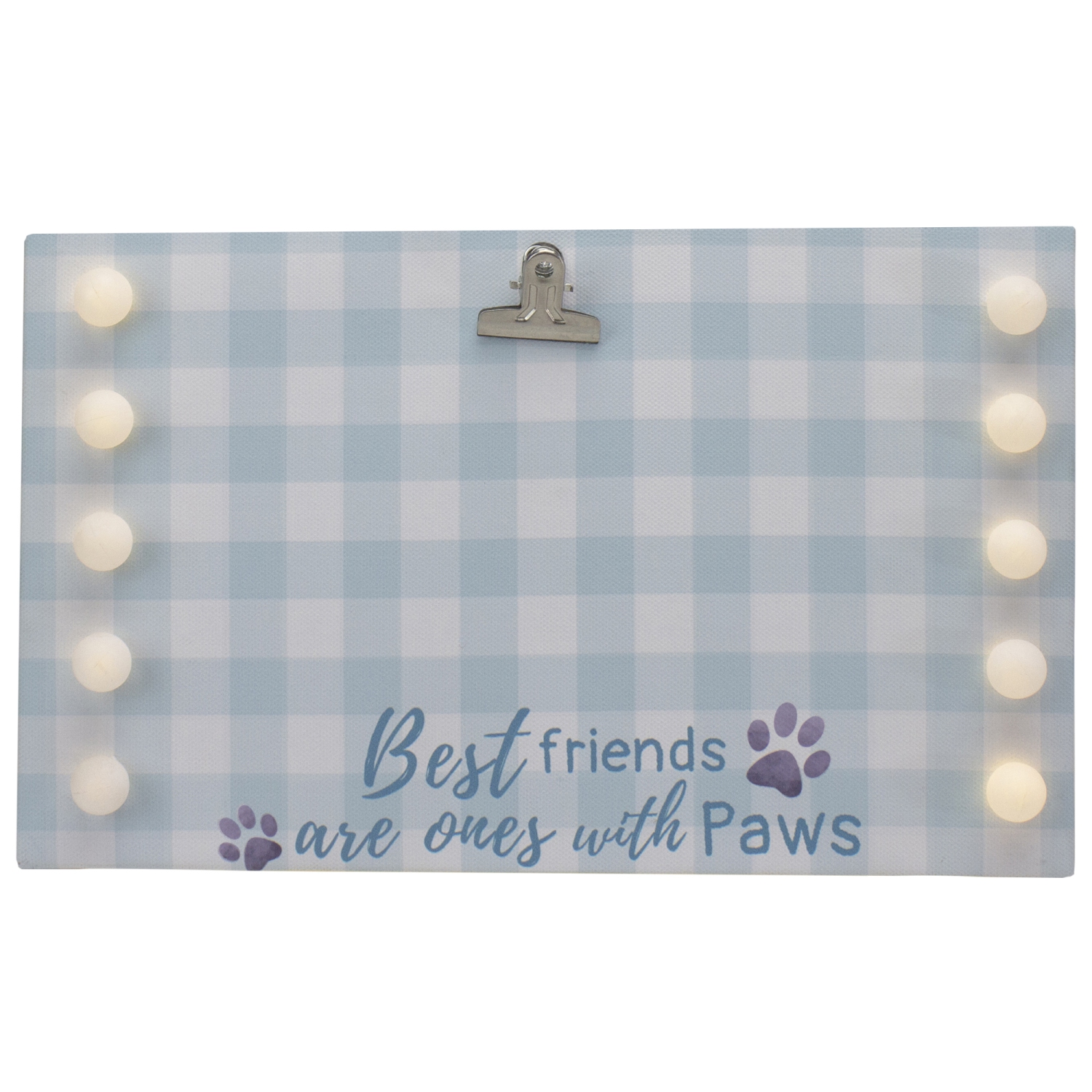 Toile illuminée « Best Friends with Paws » à DEL avec pince photo - 10,25 po