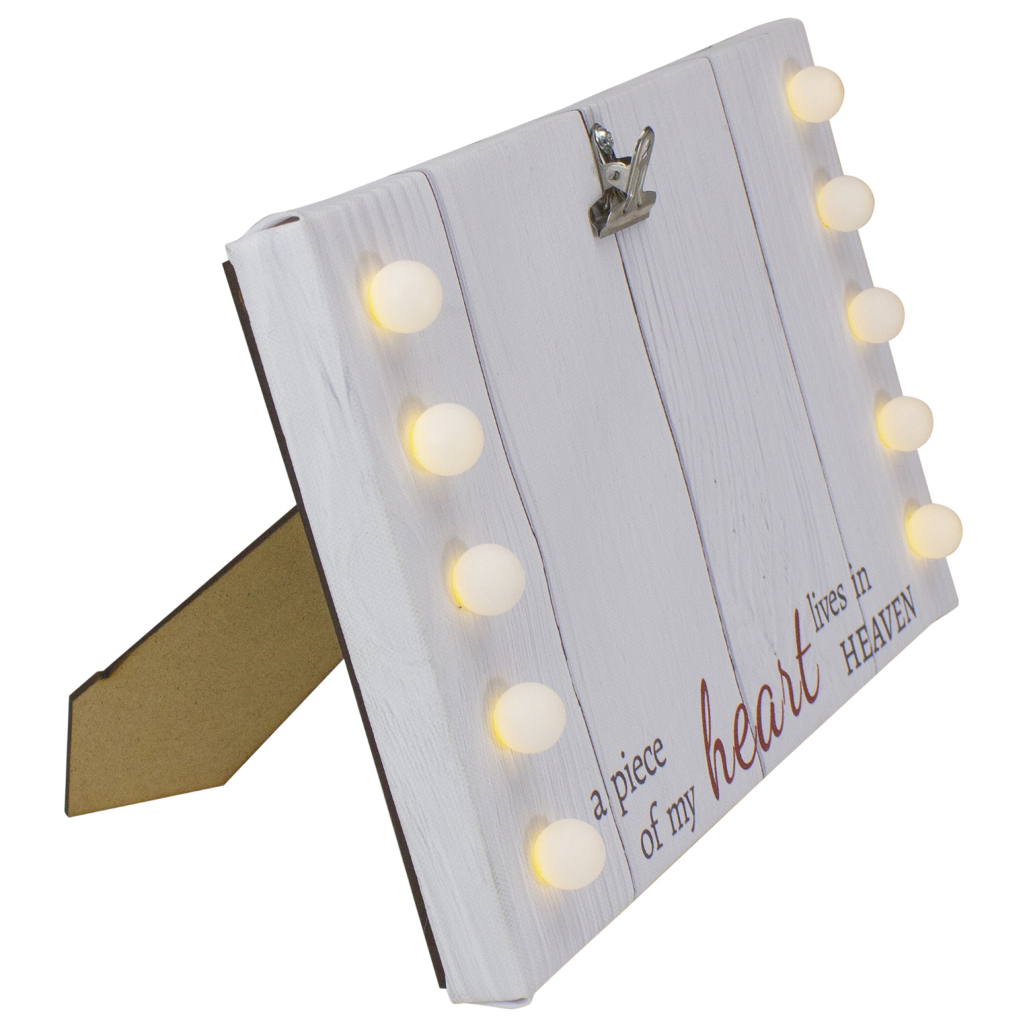 LED Lighted "A Piece of My Heart Lives in Heaven" Canvas with Photo Clip - 10.25"