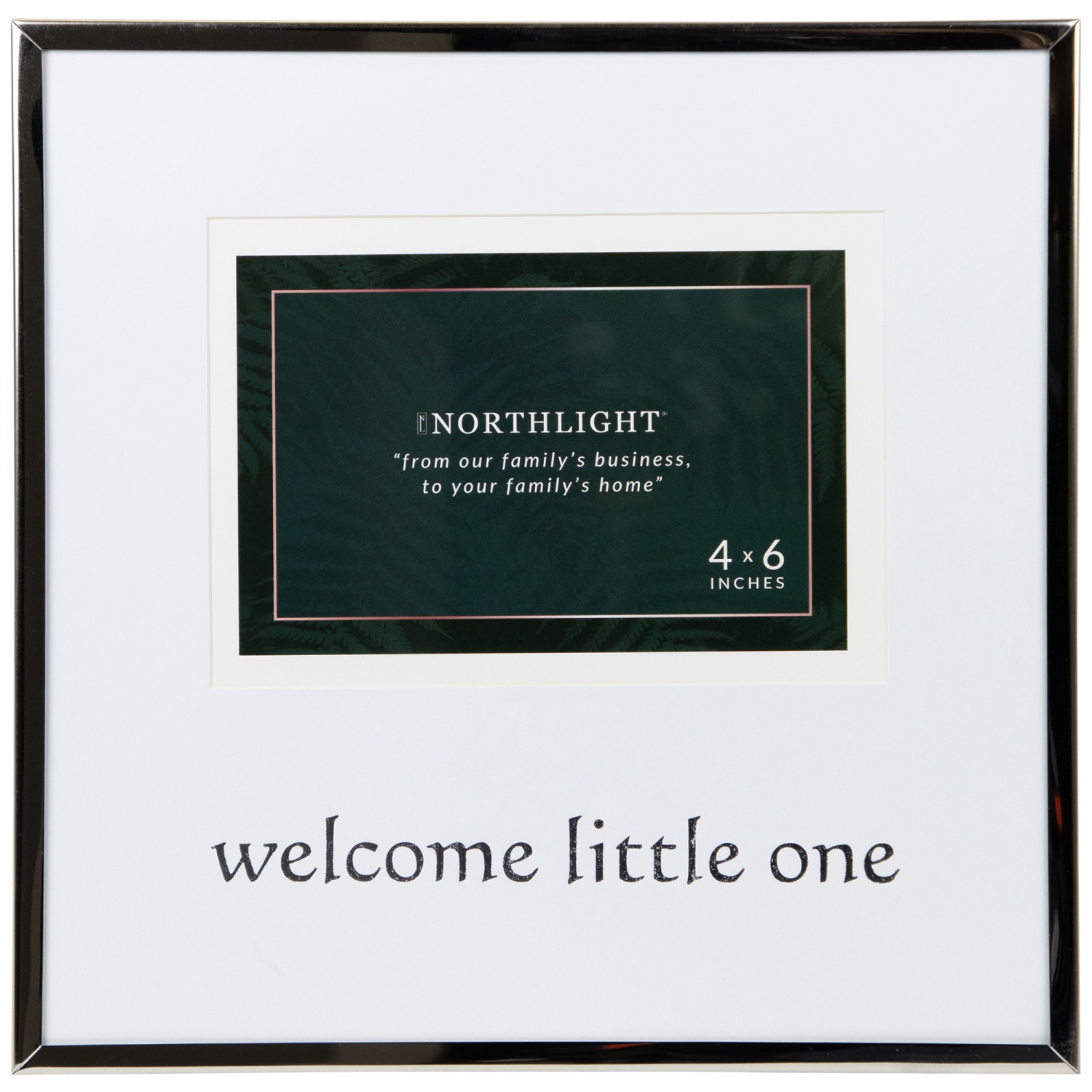 Cadre photo carré métallique « Welcome Little One » - pour une photo de 4 x 6 po - Argenté