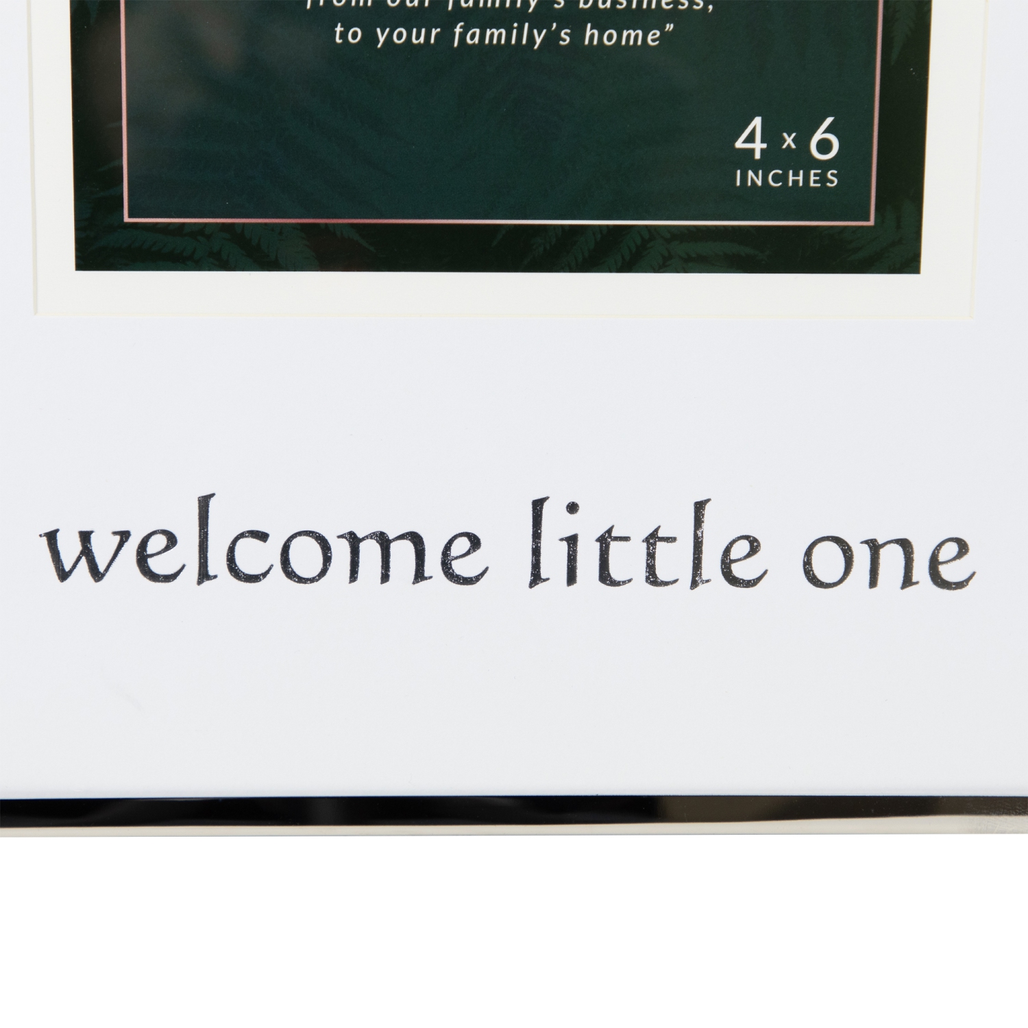 Cadre photo carré métallique « Welcome Little One » - pour une photo de 4 x 6 po - Argenté