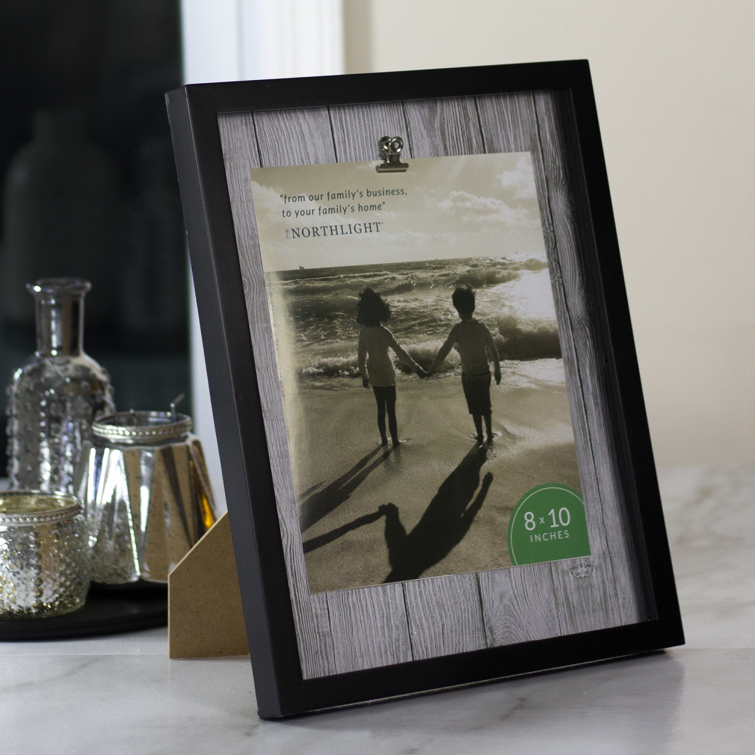 Cadre photo rectangulaire avec pince - pour une photo de 8 x 10 po - 14,5 po - Noir