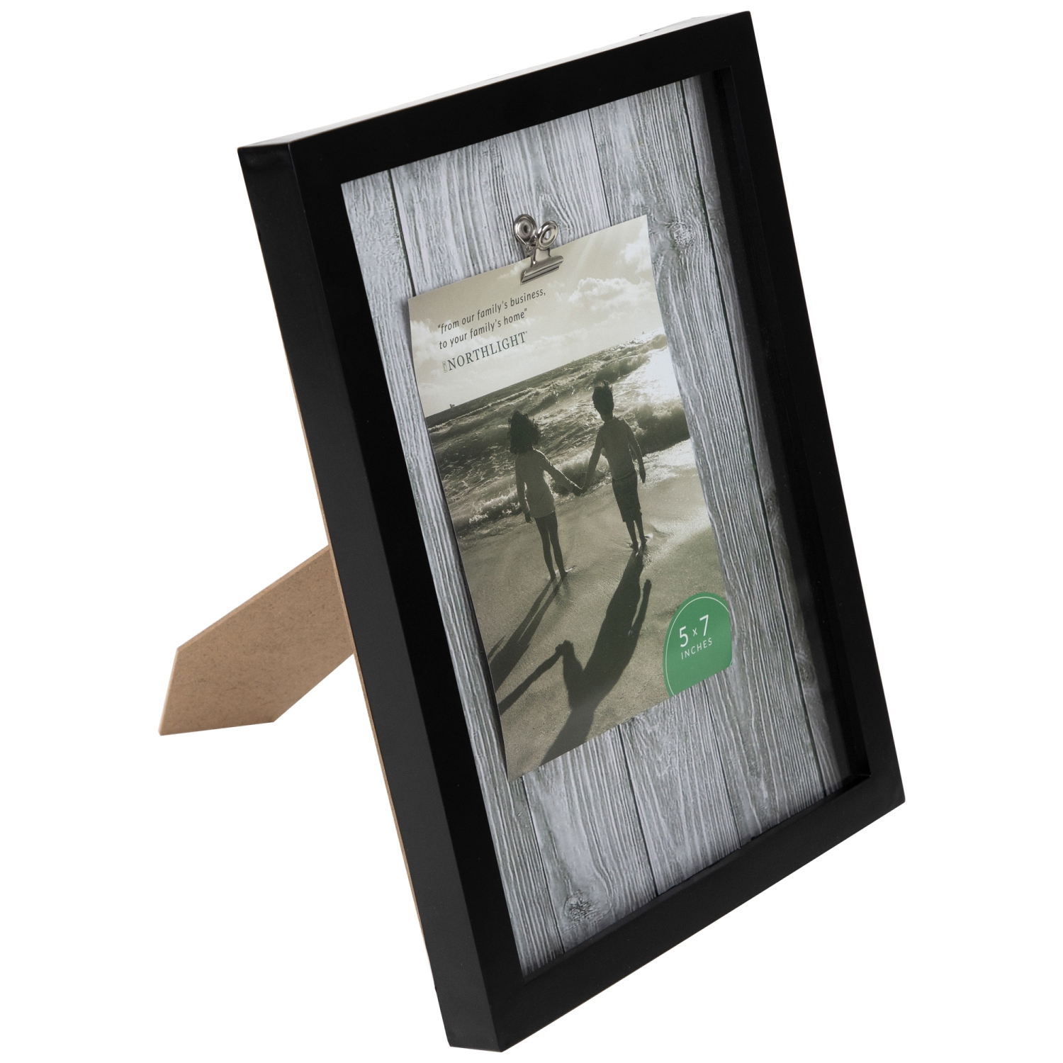 Cadre photo à pince en grain de bois – Pour une photo de 5 x 7&nbsp;po – Noir