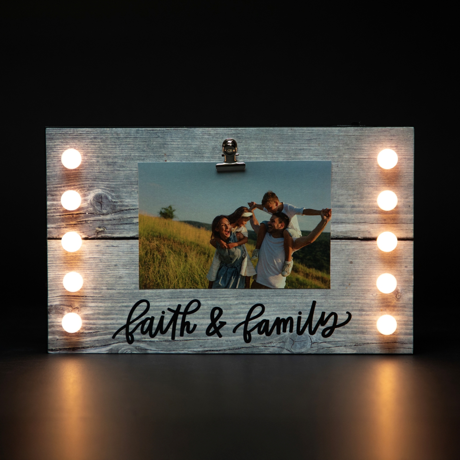 Cadre photo Faith & Family illuminé à DEL avec pince - 4 x 6 po