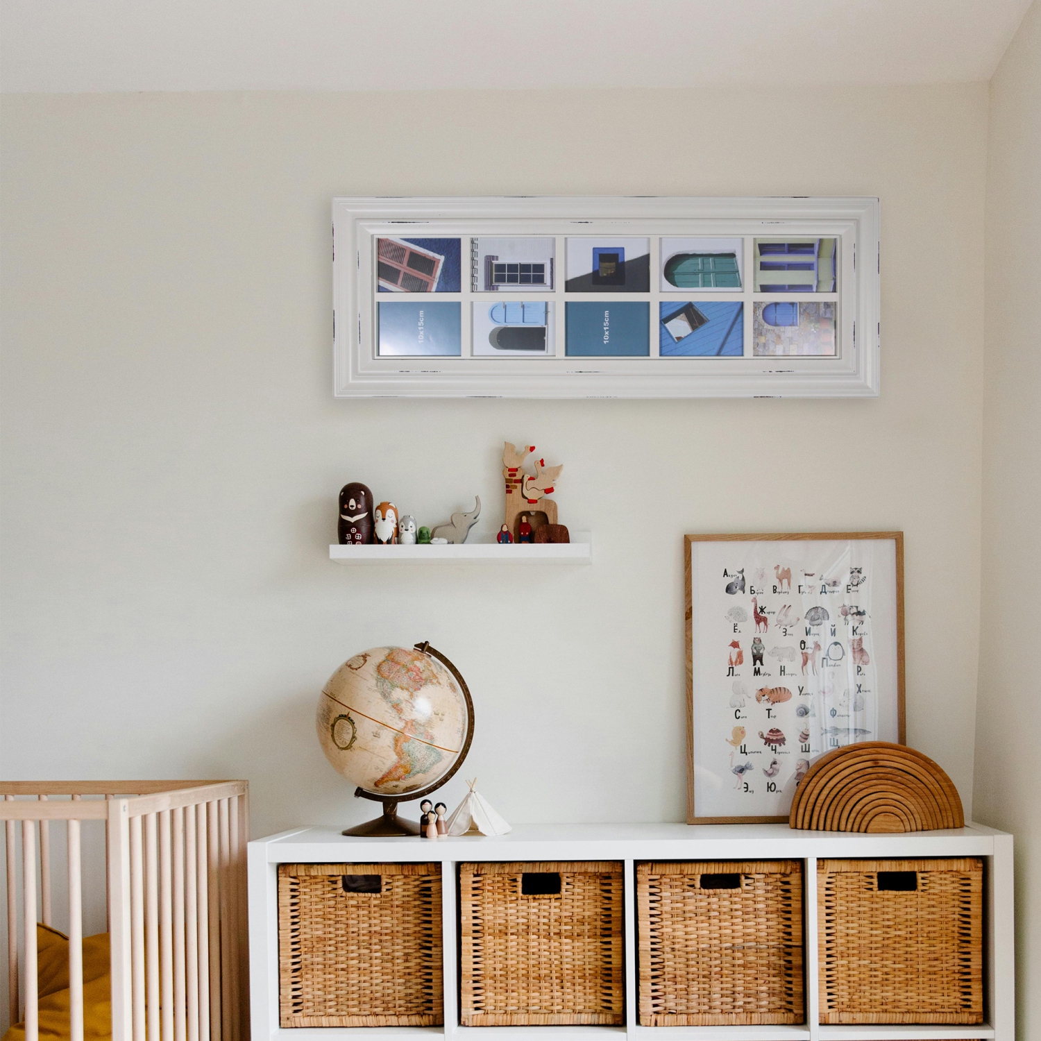 Collage d'images de fenêtres à motifs de lions d'aspect vieilli - pour photos 4 x 6 po - 35 po