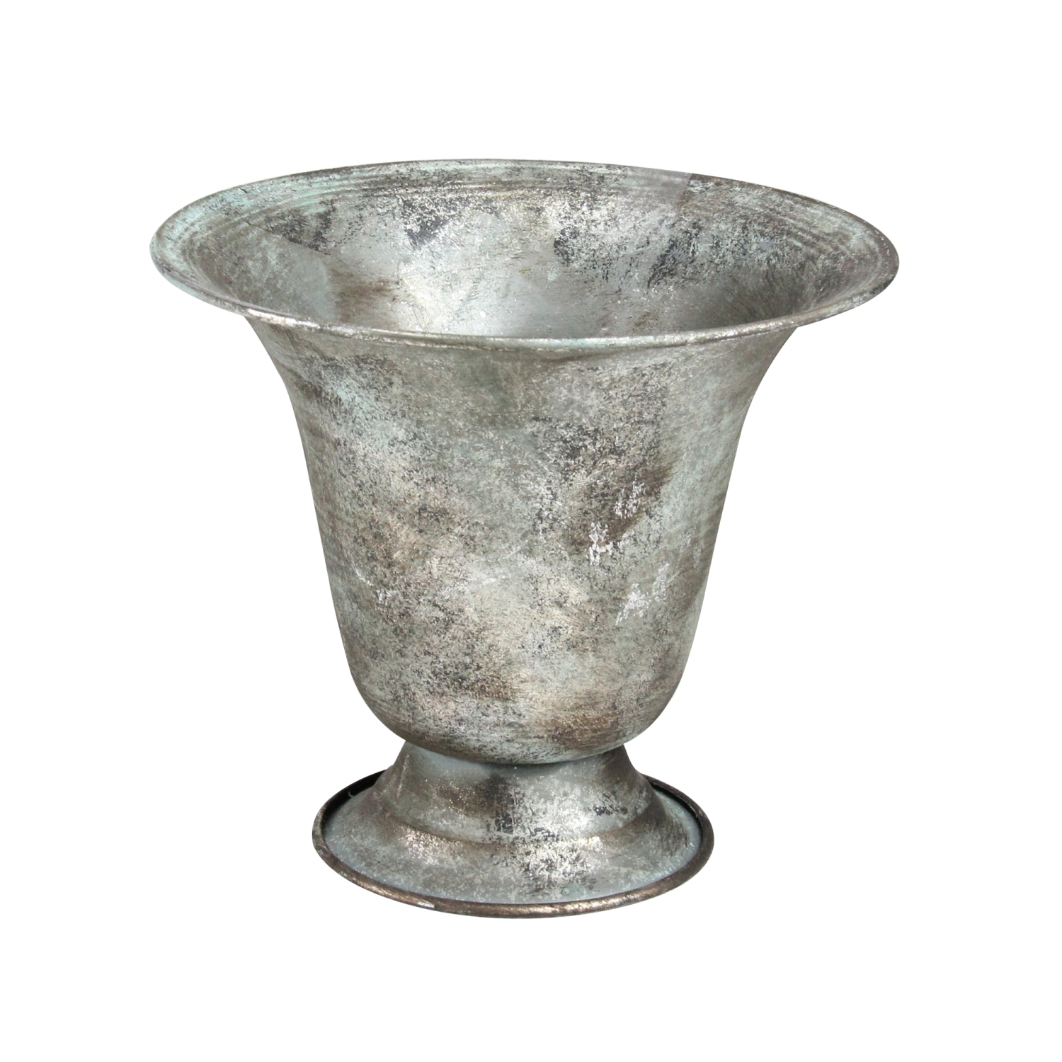 Jardinière d'urne en métal, argent et vert, 6.75 po