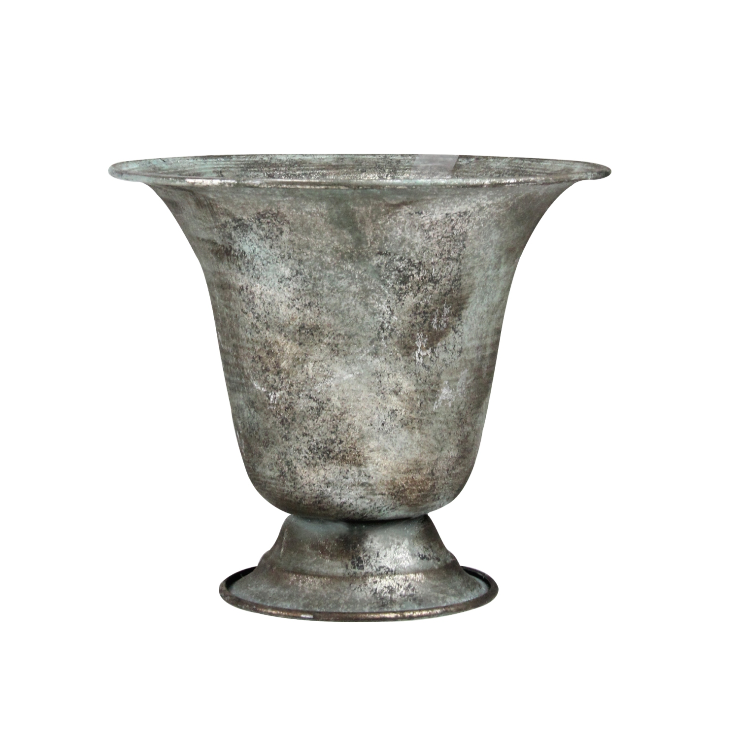 Jardinière d'urne en métal, argent et vert, 6.75 po