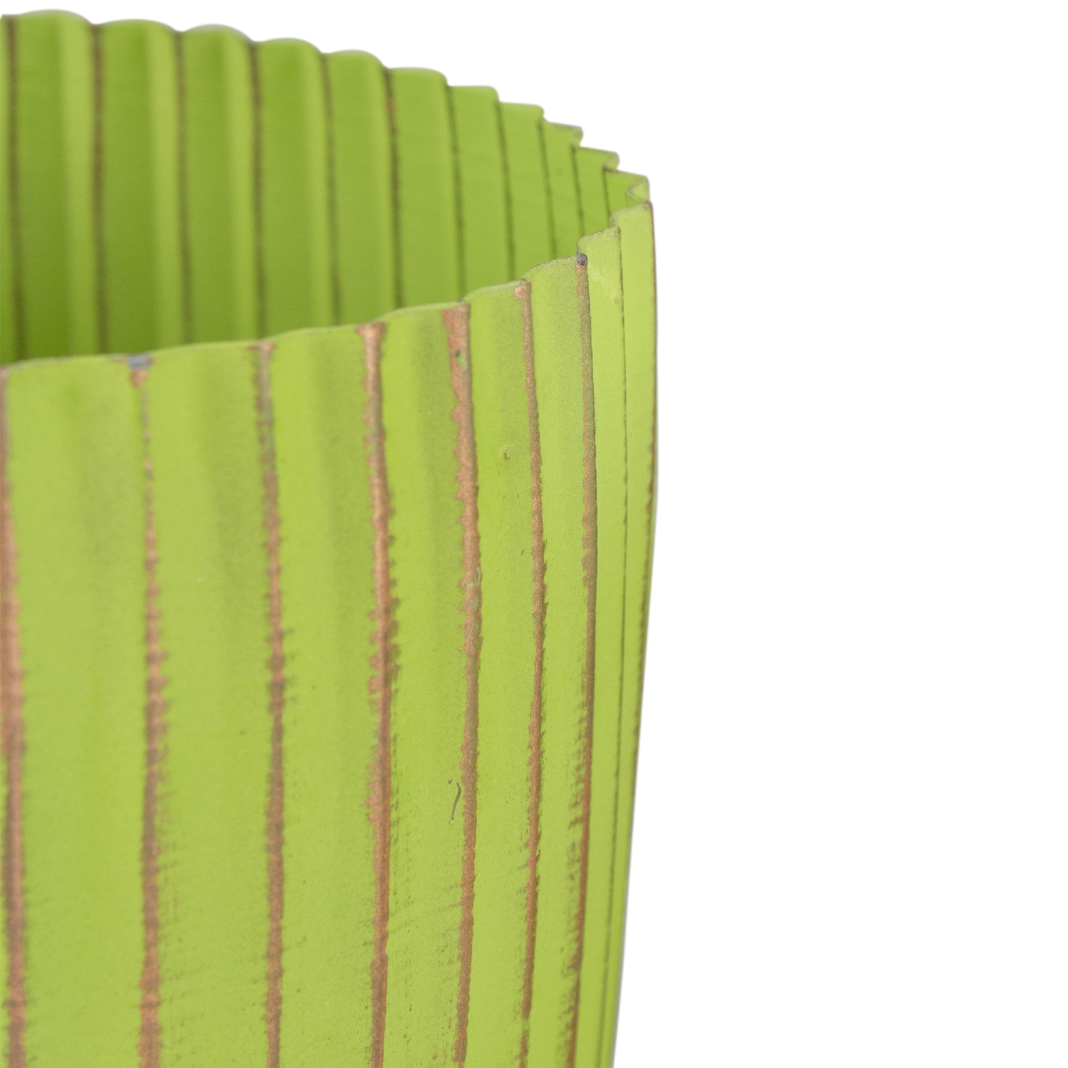 Set of 3 Green and Gold Ribbed Planter 6.25"