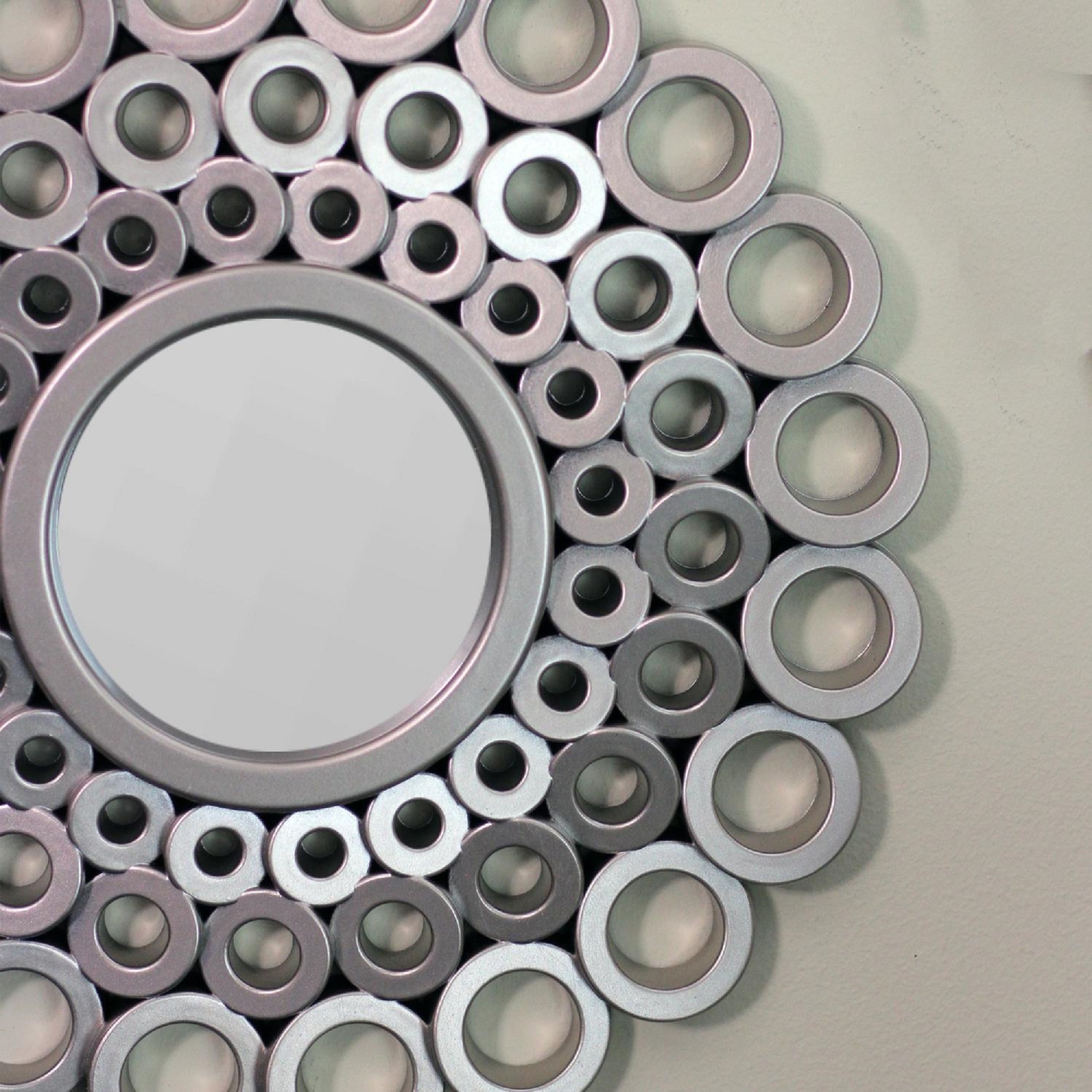 Set of 3 Round Gray Cascading Angular Orbs Mirrors 10"