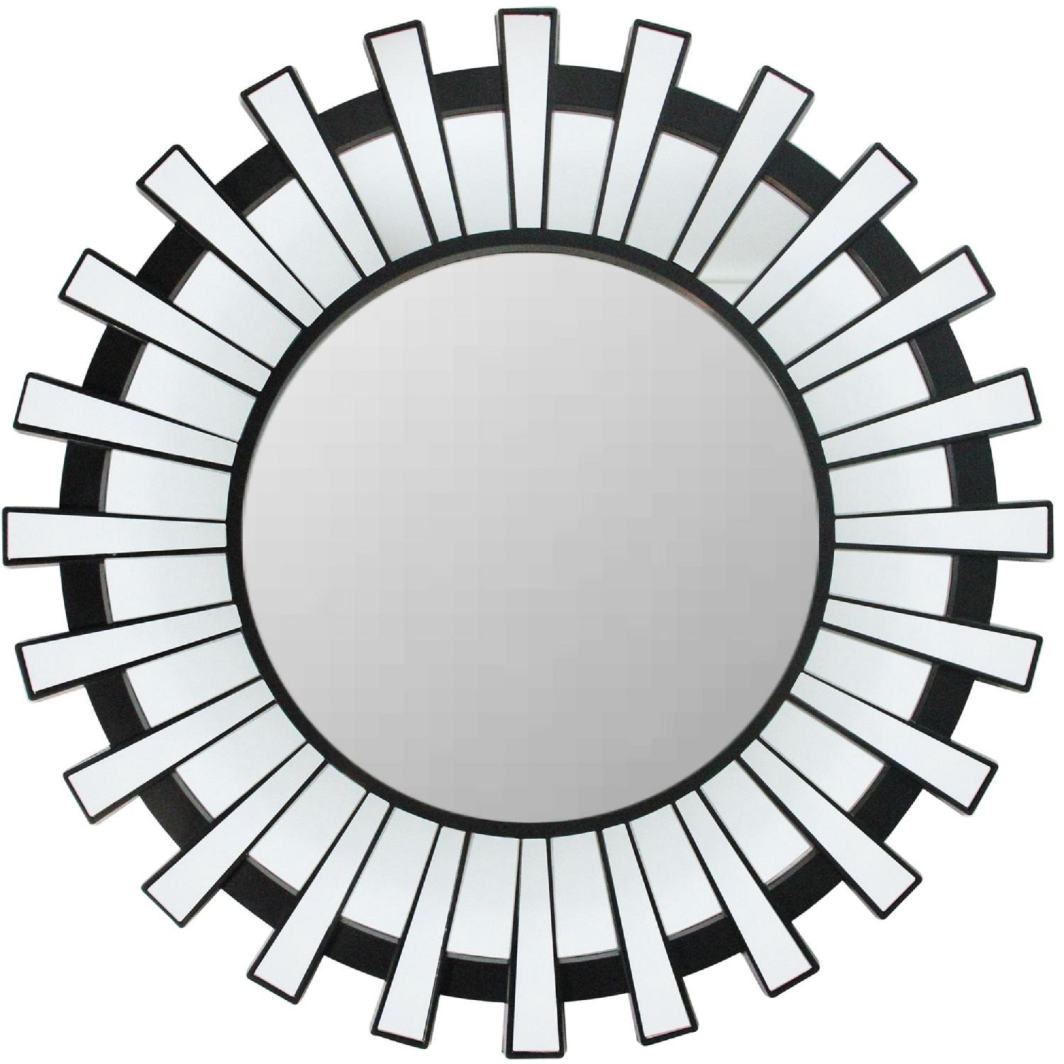 25.5" Black Sunburst Round Wall Mounted Mirror
