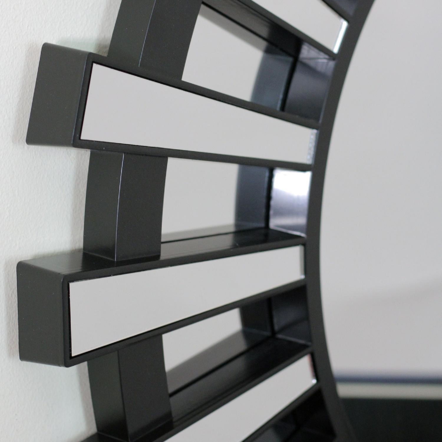 25.5" Black Sunburst Round Wall Mounted Mirror