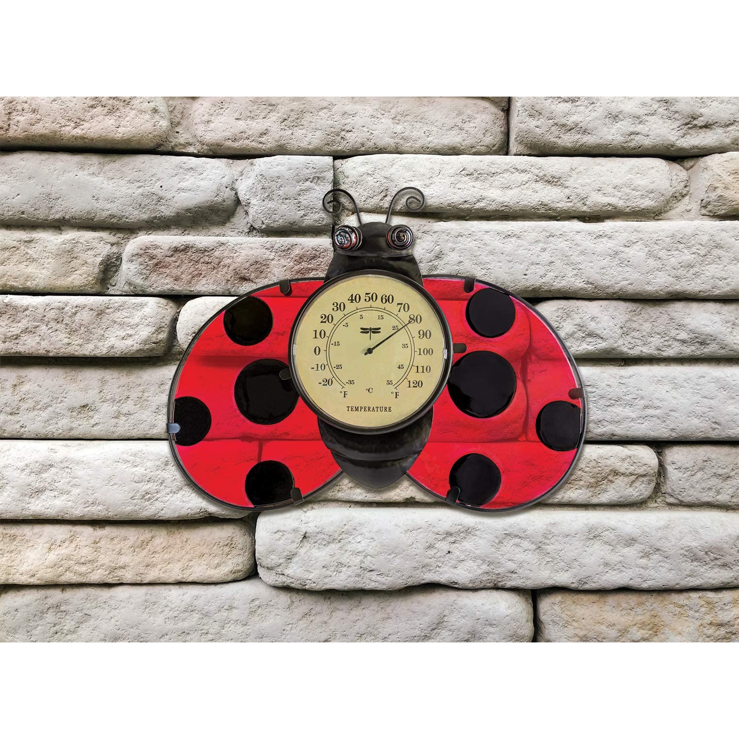 16" Ladybug Outdoor Garden Wall Thermometer