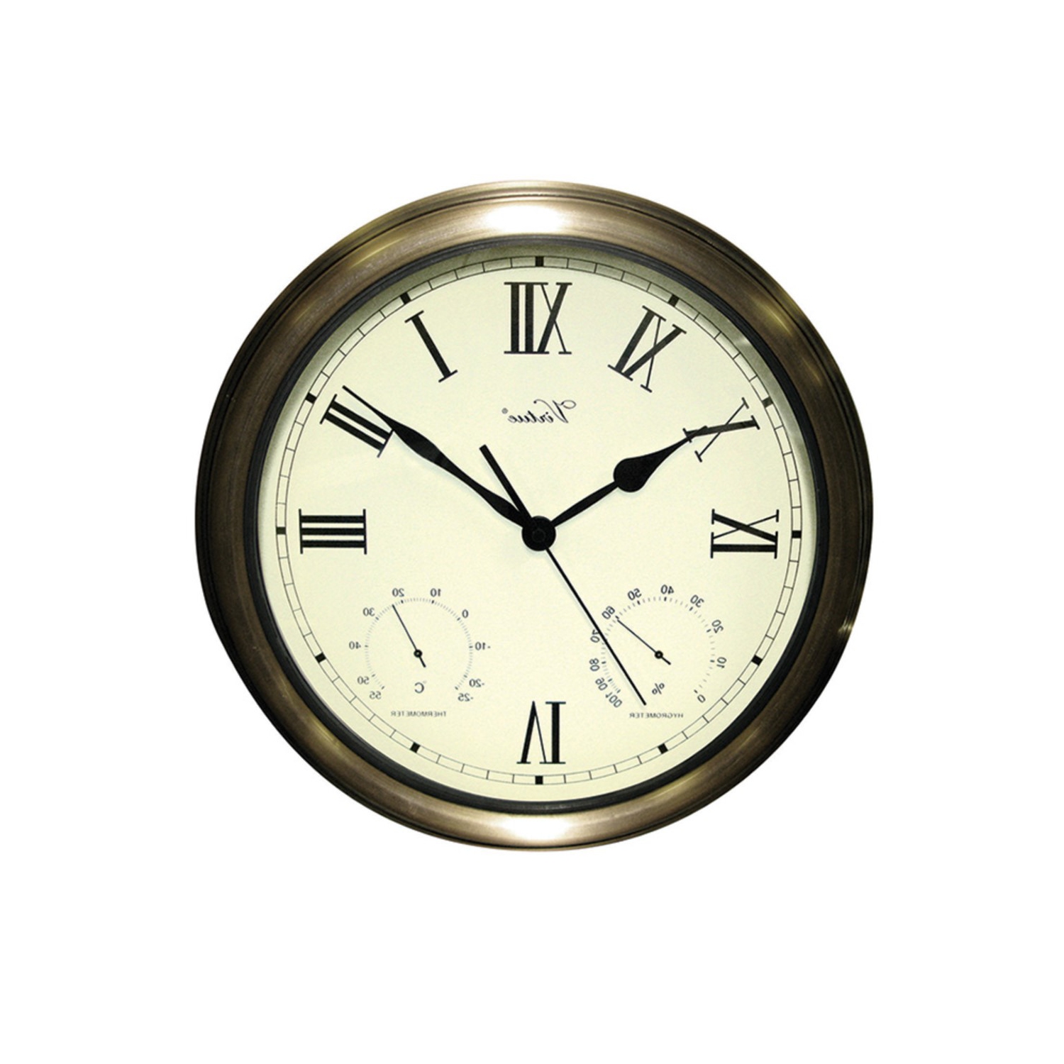 18" White and Bronze Battery Operated Roman Outdoor Clock