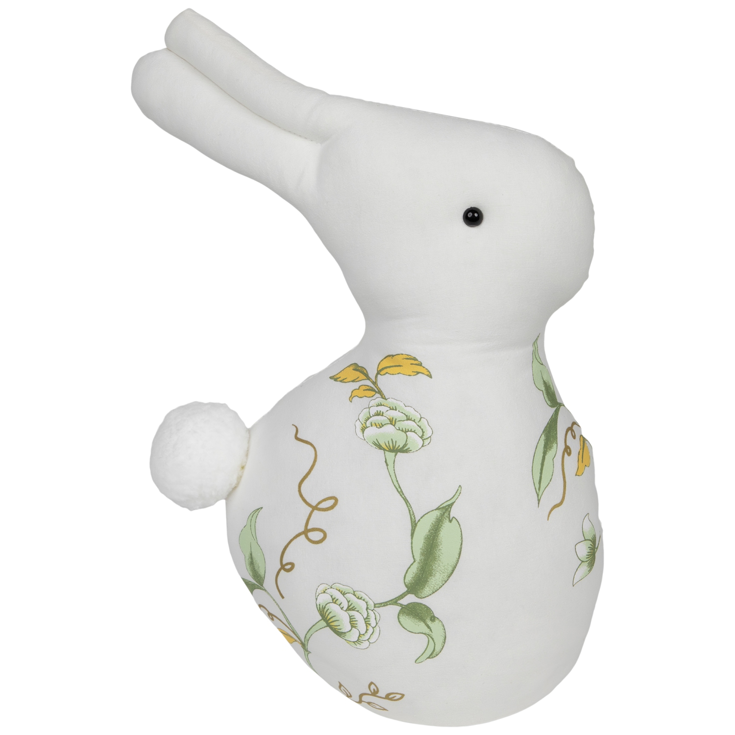 14" Plush White, Soft Green, and Yellow Floral Rabbit Spring Easter Decoration