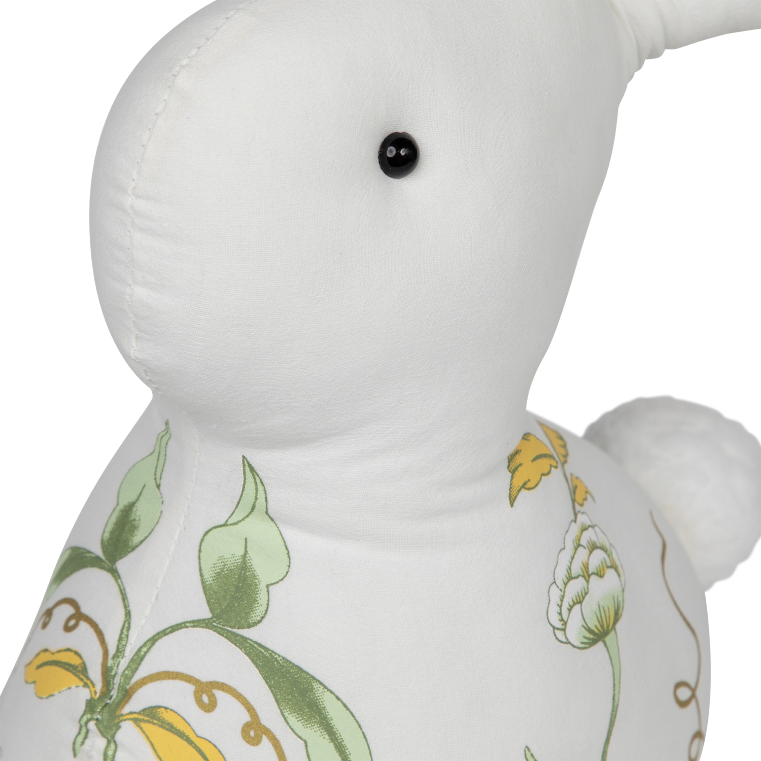 14" Plush White, Soft Green, and Yellow Floral Rabbit Spring Easter Decoration