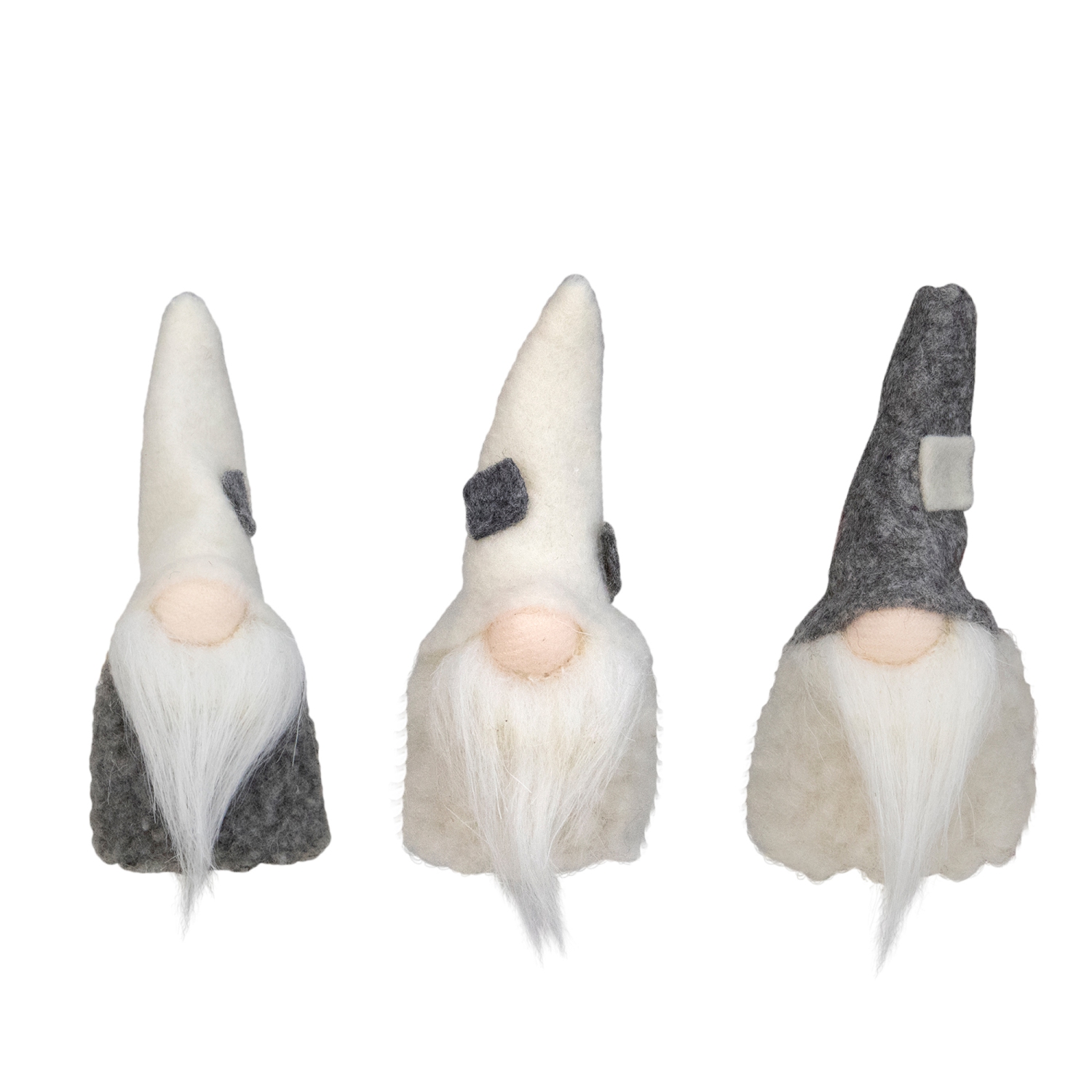 Set of 3 Gray and Cream Christmas Gnomes 3.75"