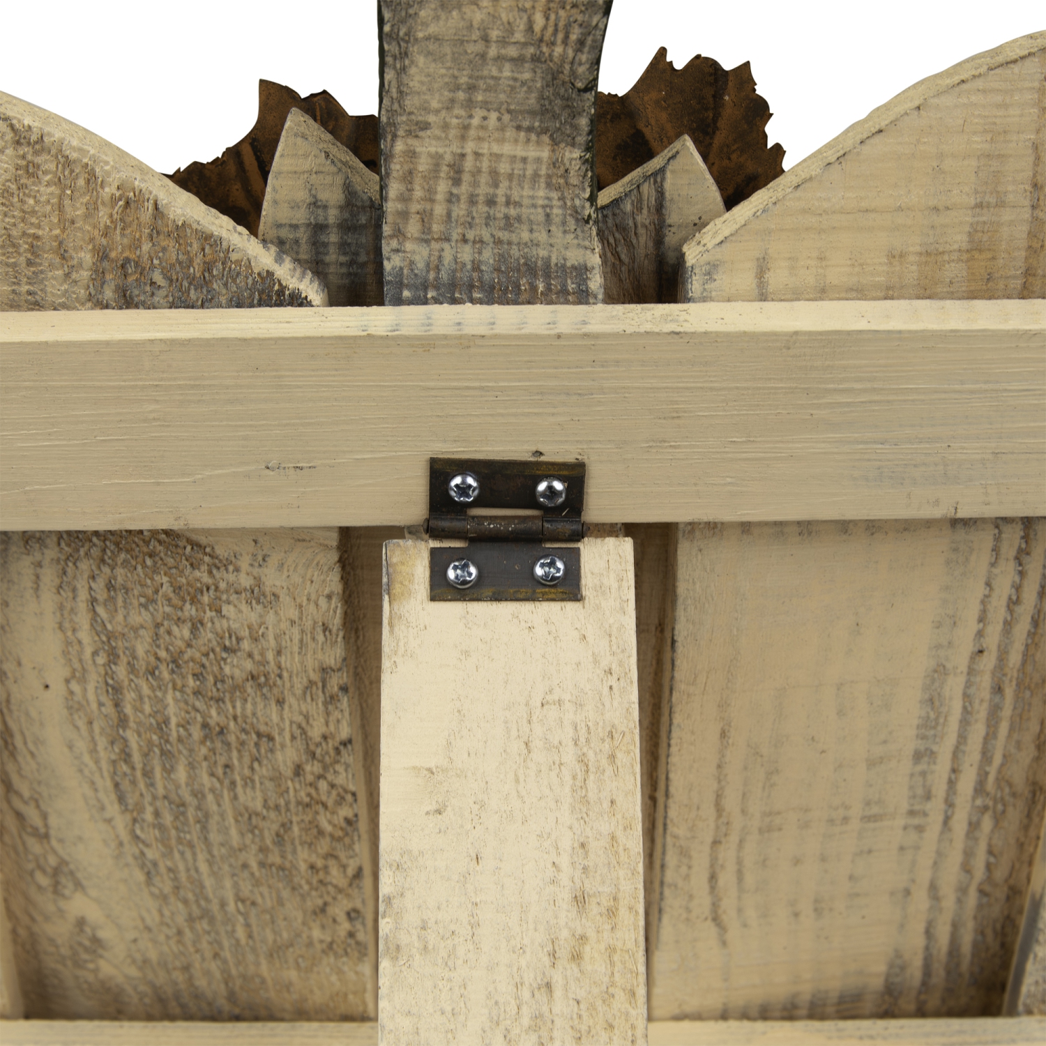 15" Small White Wooden Fall Harvest Pumpkin with Leaves and Stem