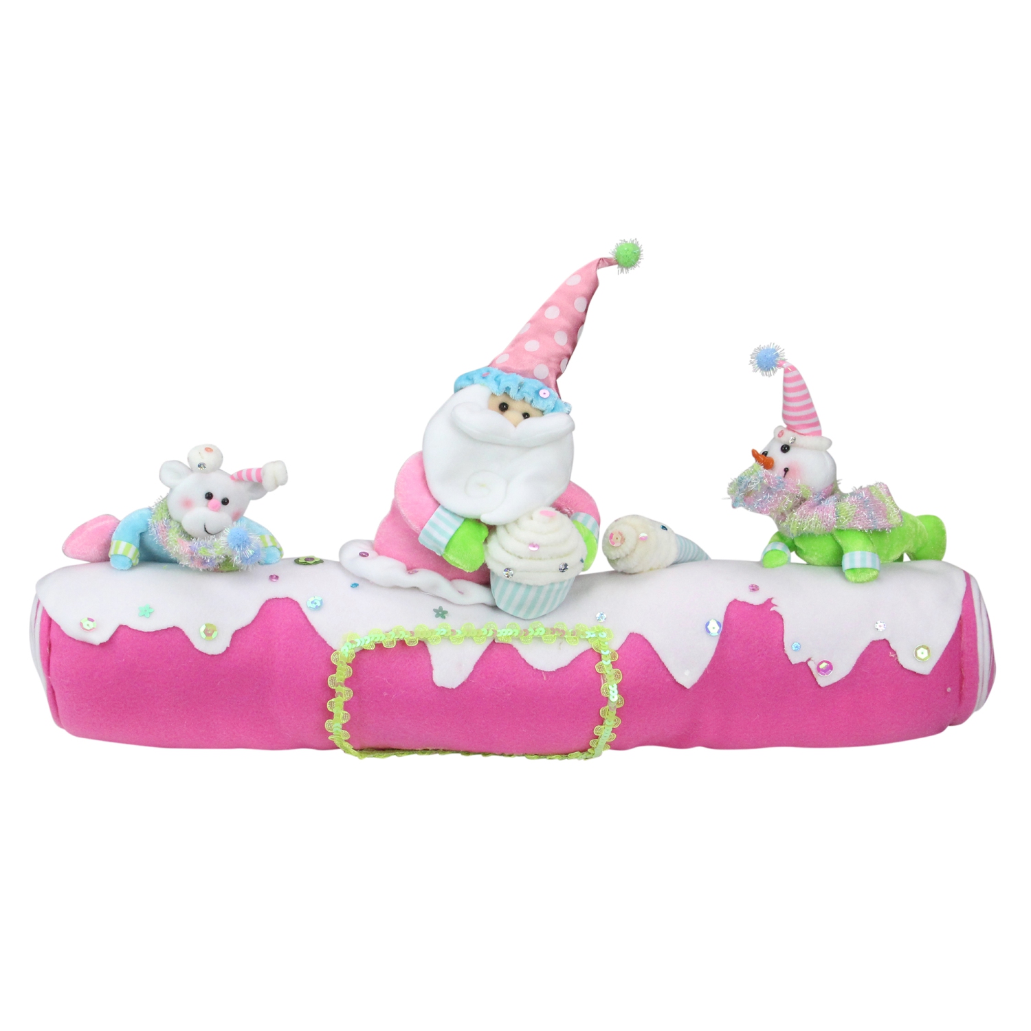 Décoration de Noël en peluche « Cupcake Heaven » de 23 po avec cadre photo et porte de 4 x 7 po