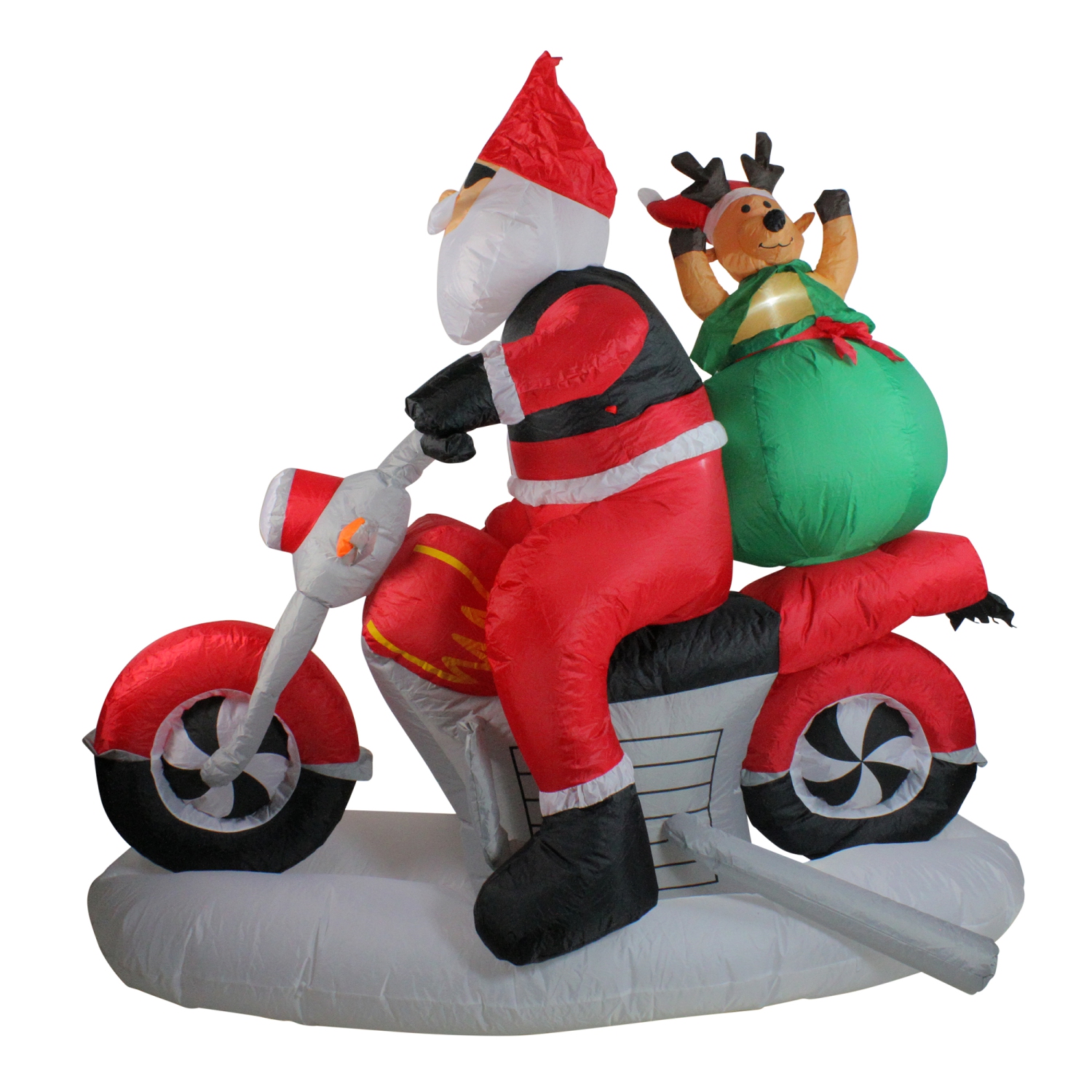 5' Inflatable Lighted Santa and Penguin on Motorcycle Outdoor Christmas Decoration
