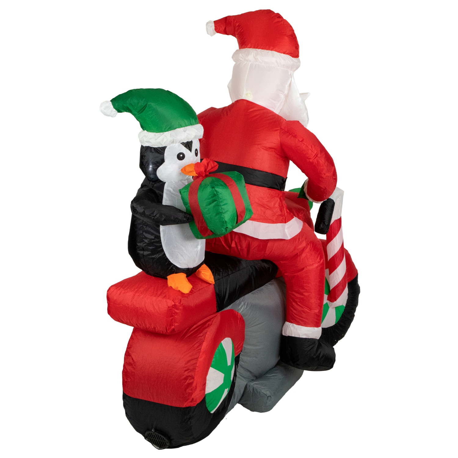 5' Inflatable Lighted Santa and Penguin on Motorcycle Outdoor Christmas Decoration
