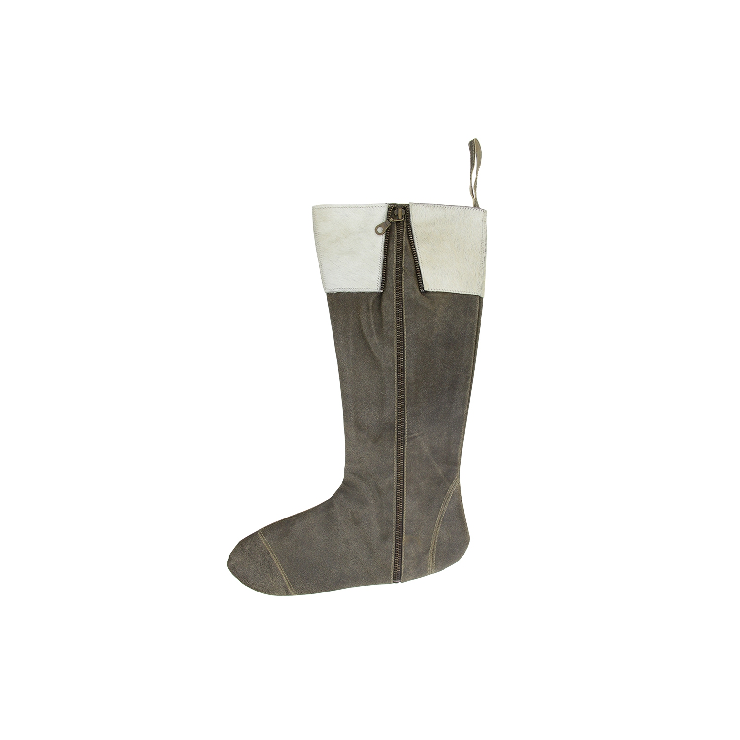 18.5" Gray and White Boot with Zipper Christmas Stocking