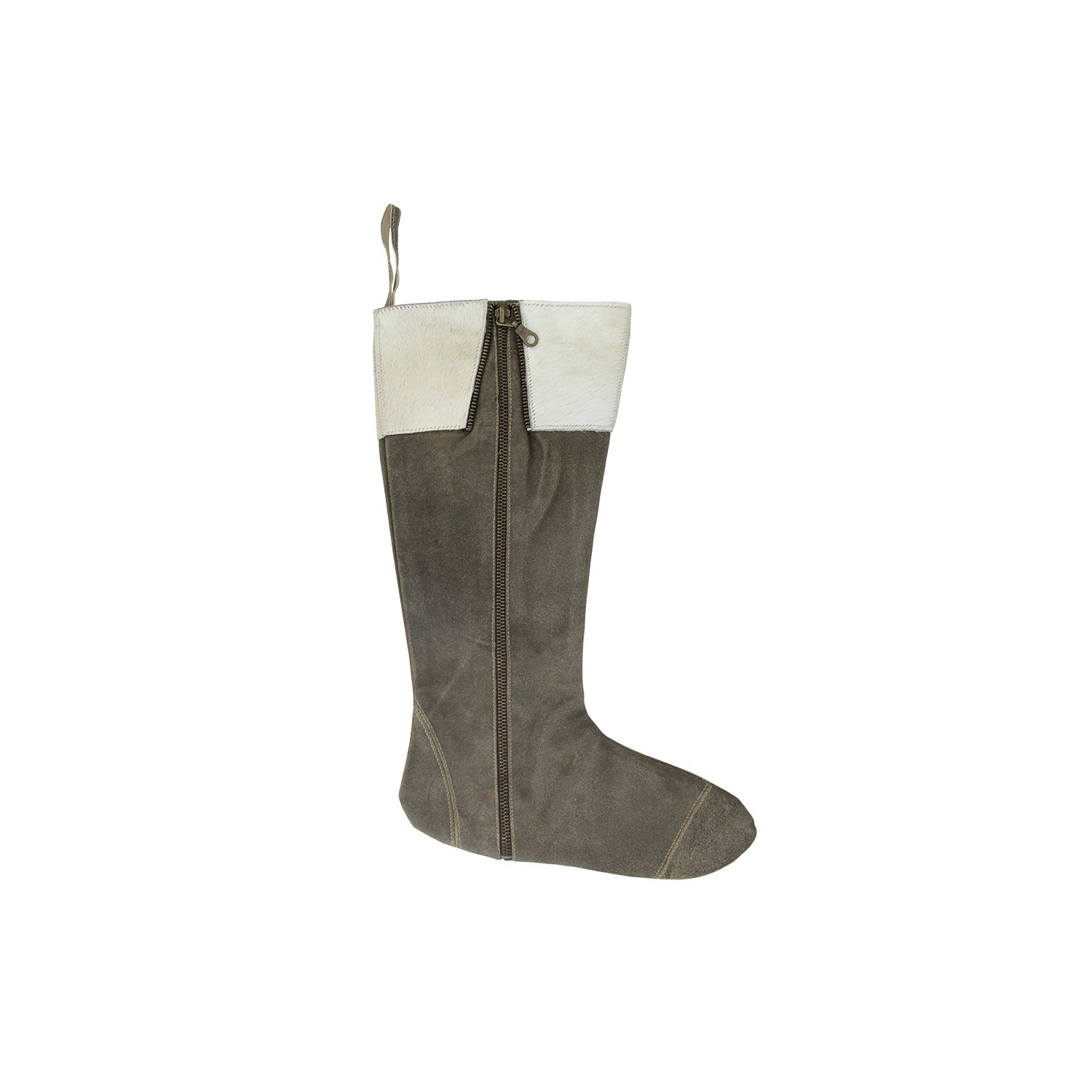 18.5" Gray and White Boot with Zipper Christmas Stocking