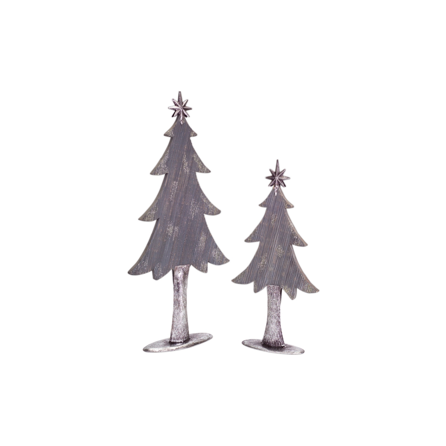 Set of 2 Gray and Silver Christmas Tree Tabletop Decor 27"