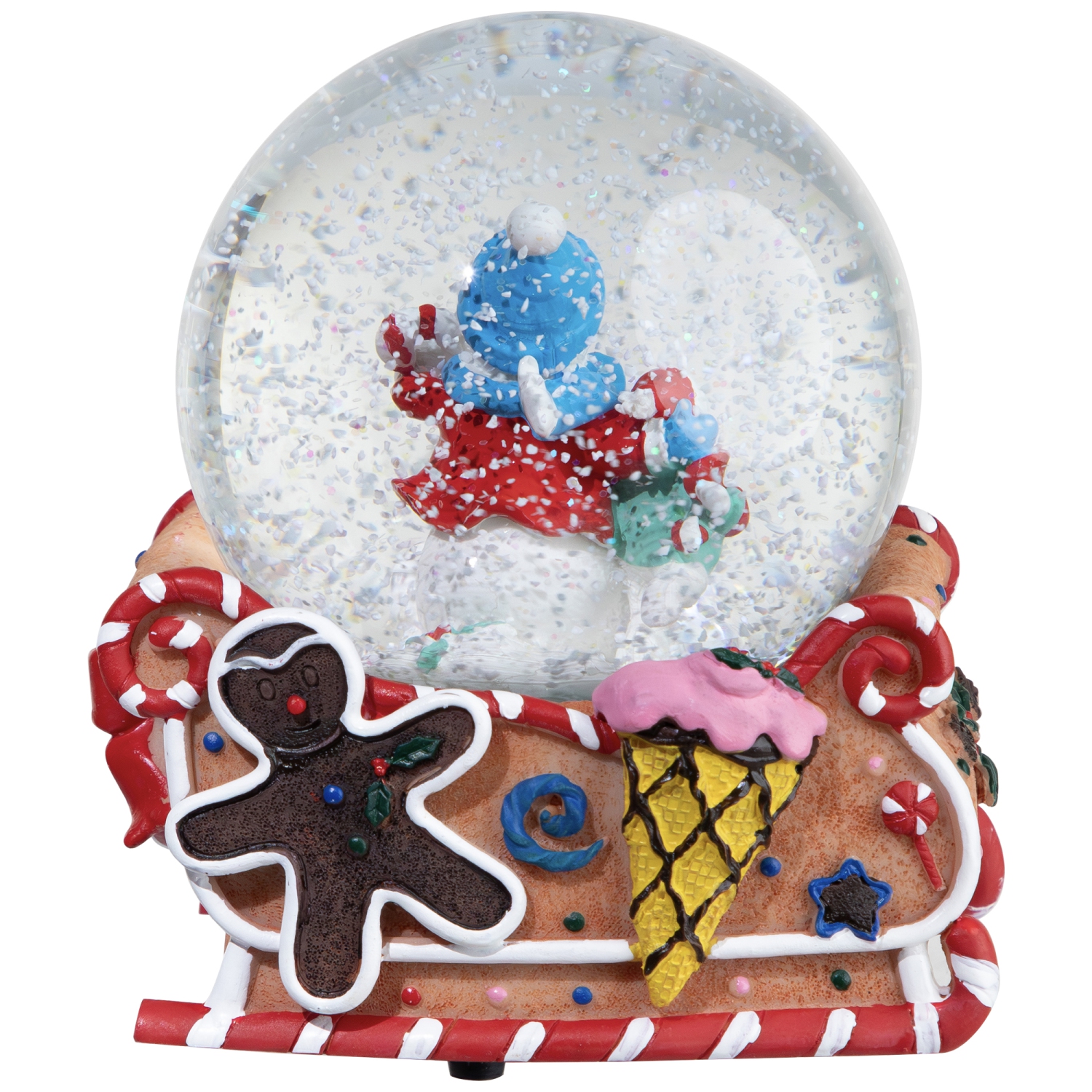 5.25" Musical "Joy" Snowmen and Gingerbread Sleigh Christmas Snow Globe