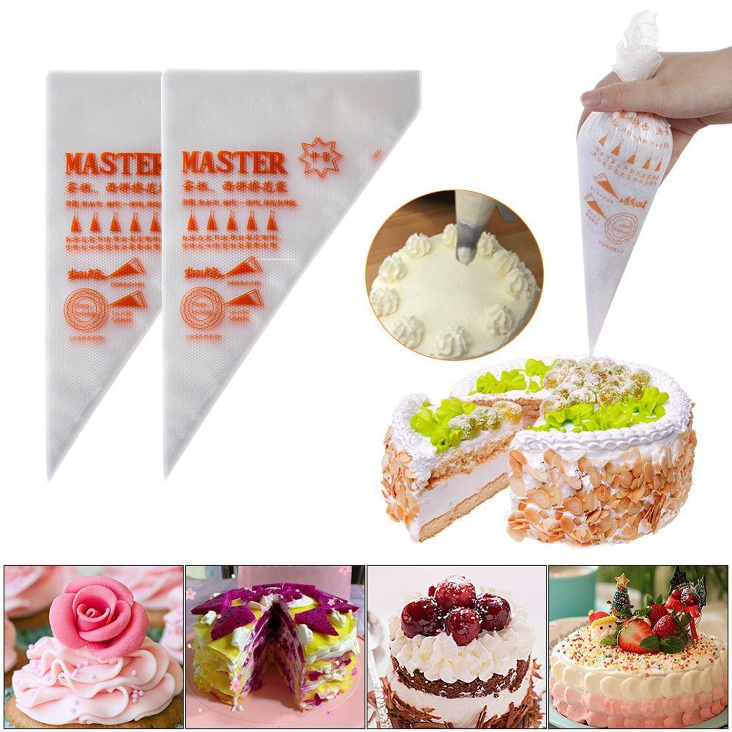 ISTAR 100 pièces en plastique jetable sac à pâtisserie glaçage tuyauterie gâteau Cupcake décoration sacs bricolage décor ensemble d'outils Dessert