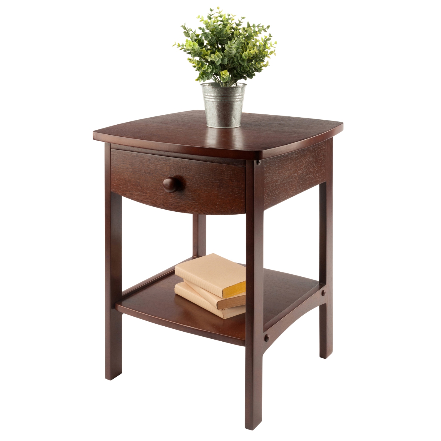Claire Curved Accent Table, Nightstand, Walnut