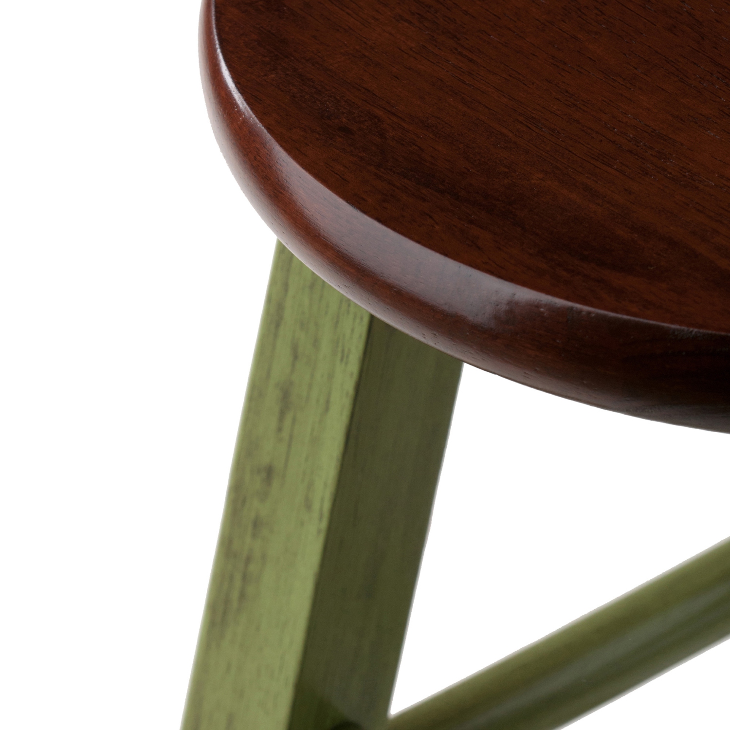 Tabouret de comptoir Ivy, vert rustique et noyer