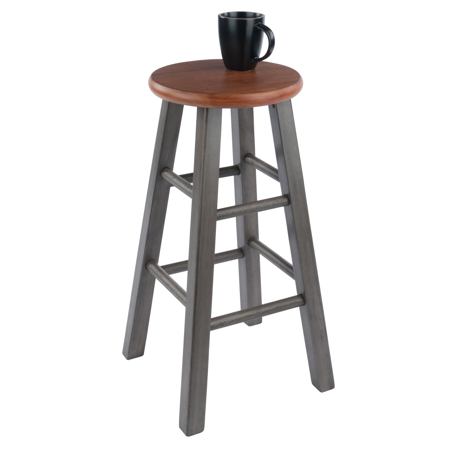 Tabouret de comptoir Ivy, teck rustique et gris