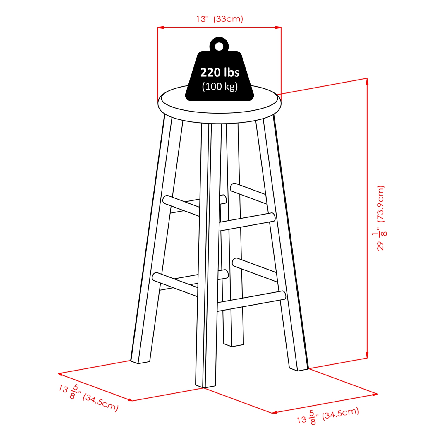 Ivy Bar Stool, Rustic Teak and Gray