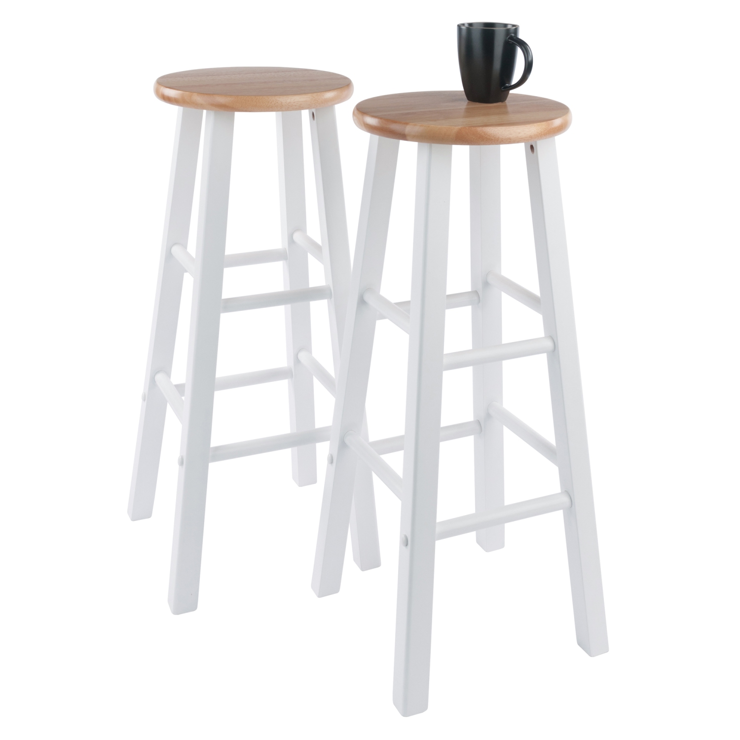 Ensemble de 2 tabourets de bar Element, naturel et blanc