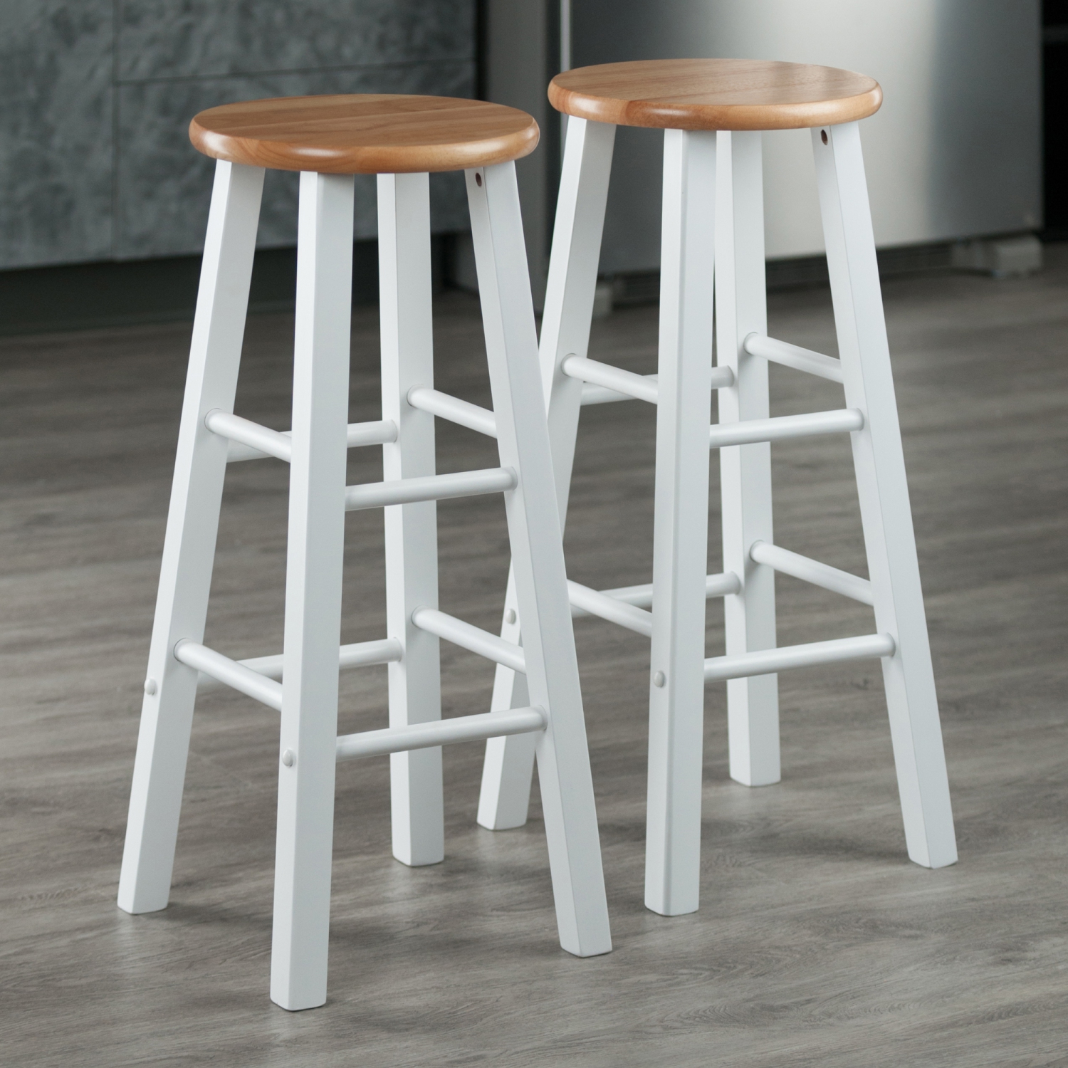 Ensemble de 2 tabourets de bar Element, naturel et blanc