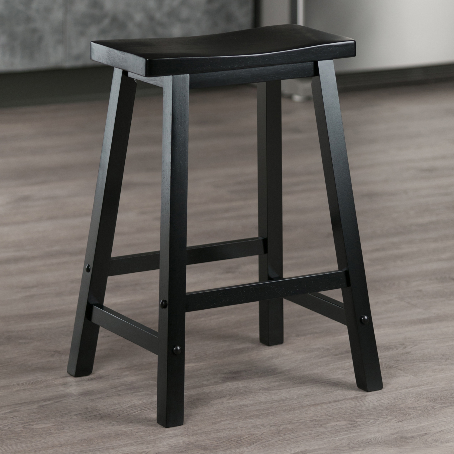 Tabouret de comptoir Satori, siège de style selle, noir