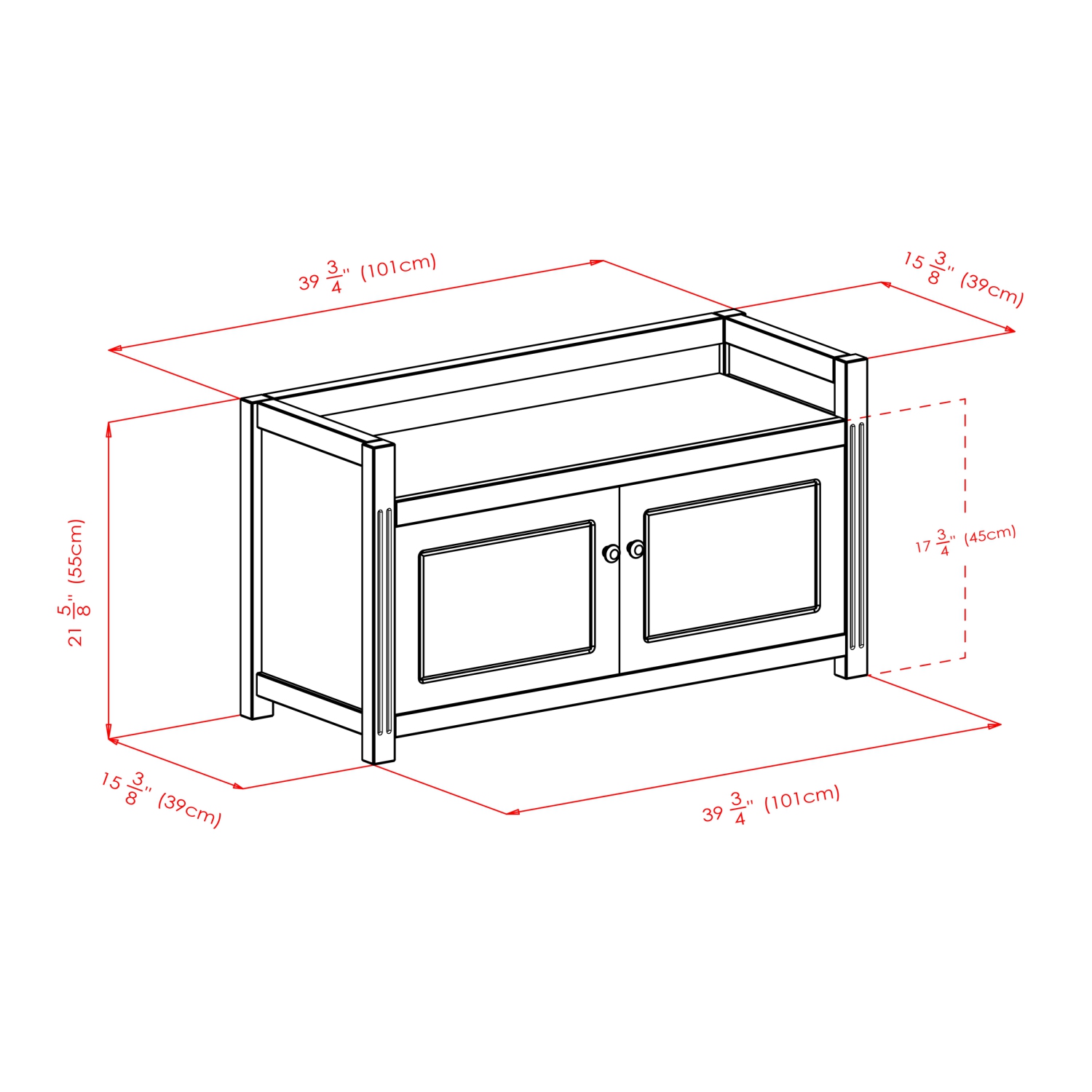 Charleston 2-Pc Storage Bench with Seat Cushion, Walnut and Espresso