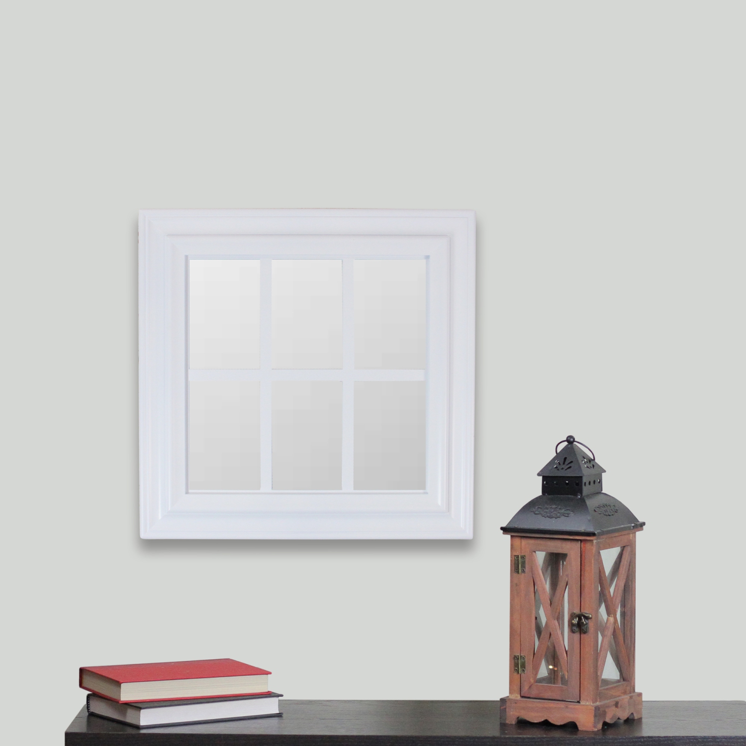 Mullions Windowpane Square Wall Mirror - 16.5" - White