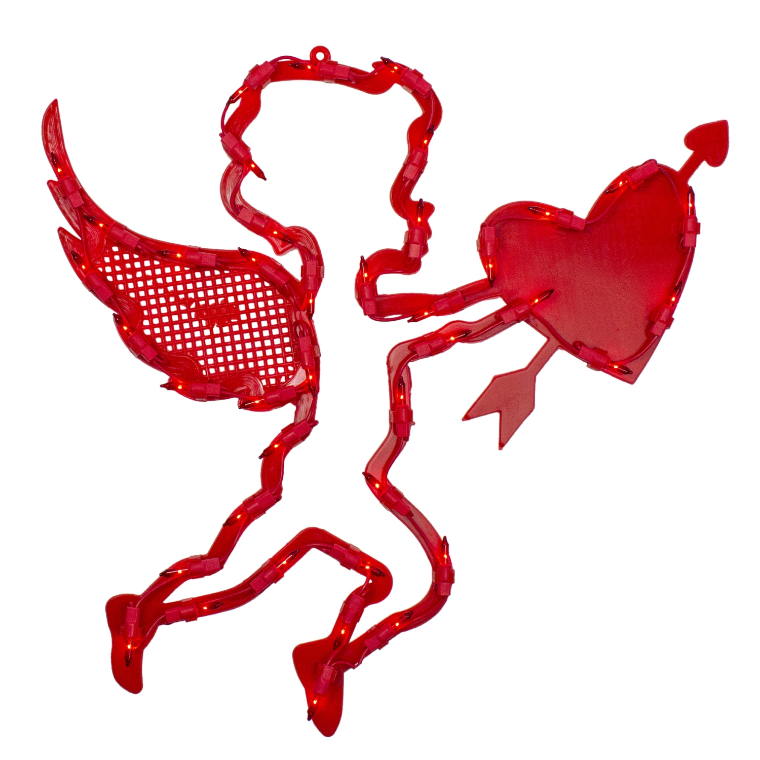 Décoration rouge Cupidon illuminée avec silhouette de fenêtre de la Saint-Valentin, 17 po